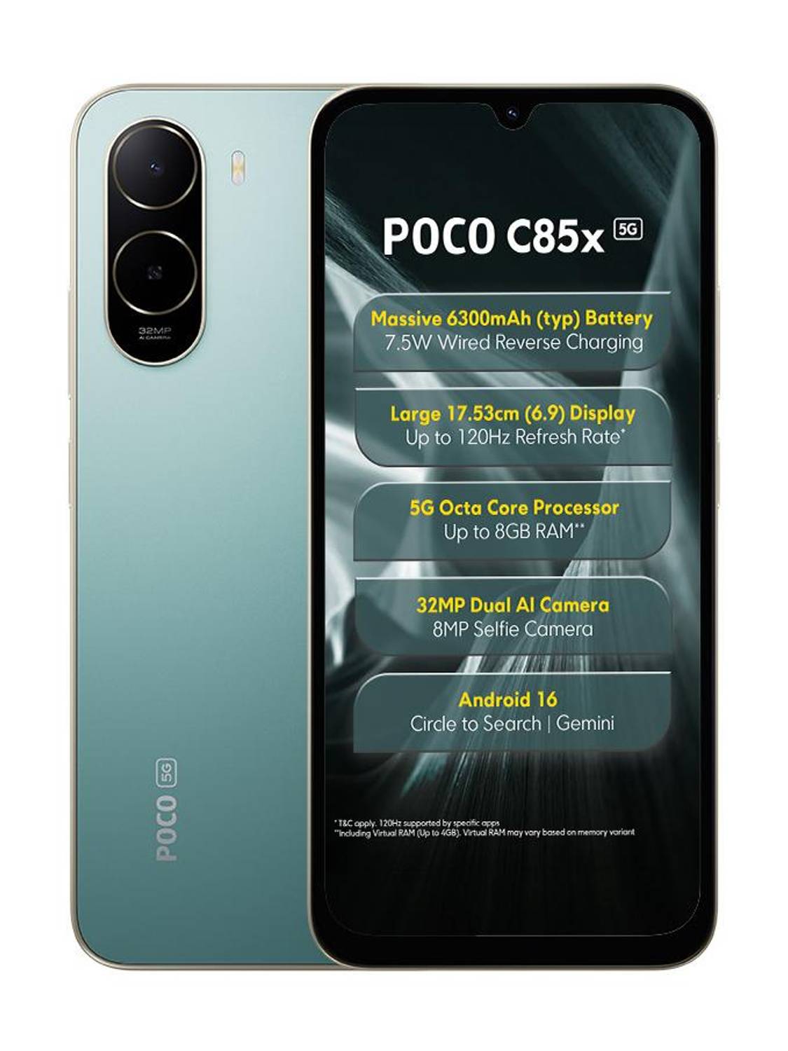 POCO C85x (Emerald Green, 128 GB)