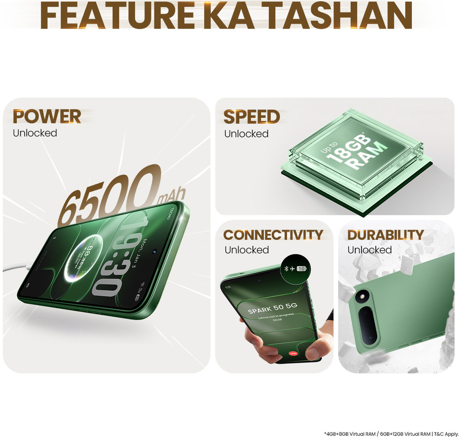 Image of Tecno Spark 50 5G (Mint Green, 128 GB)