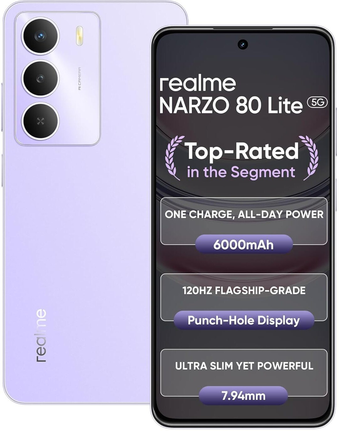 Image of realme Narzo 80 Lite 5G (Crystal Purple, 128 GB)