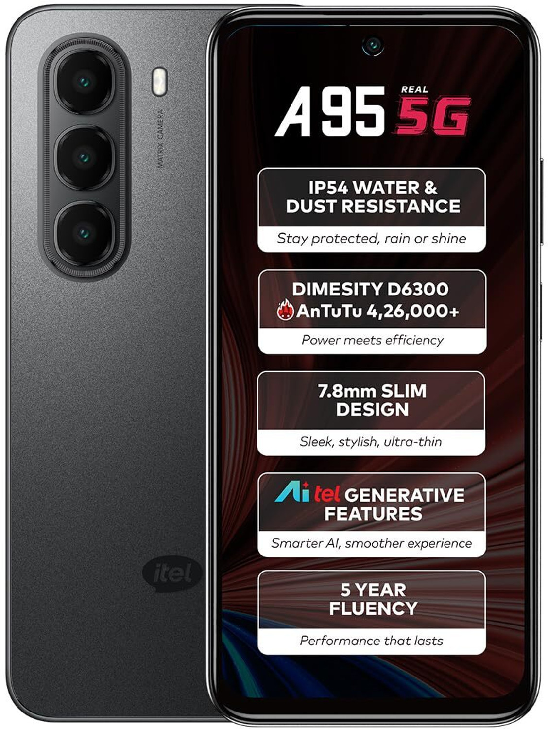 Image of itel A95 5G+ (Shadow Black, 128 GB)