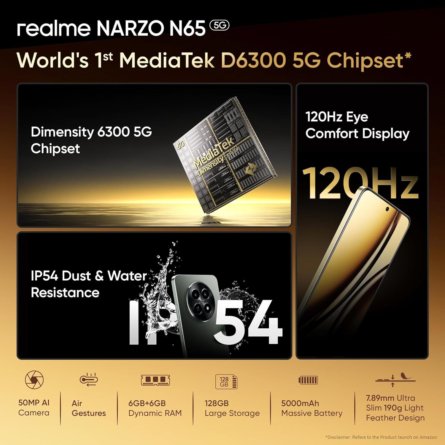 Image of realme Narzo N65 5G (Ambr Gold, 128 GB)
