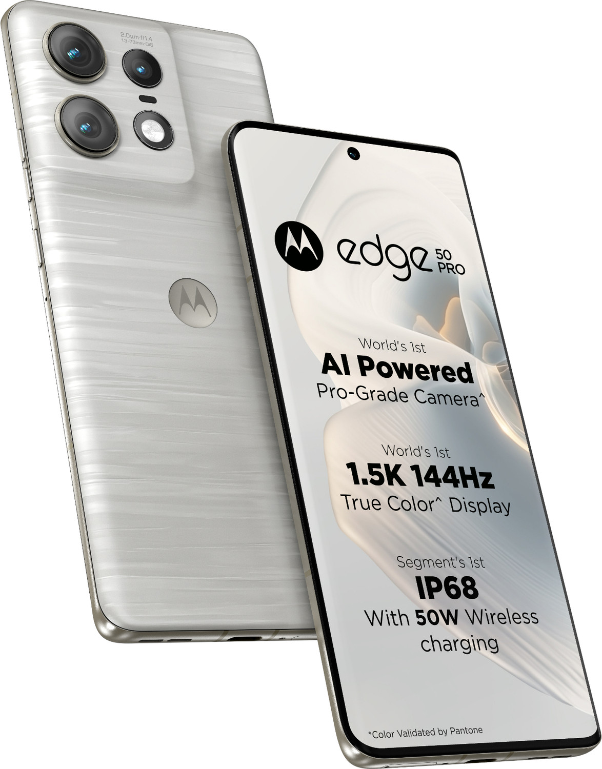 Image of Motorola Edge 50 Pro 5G with 125W Charger (Moonlight Pearl, 256 GB)