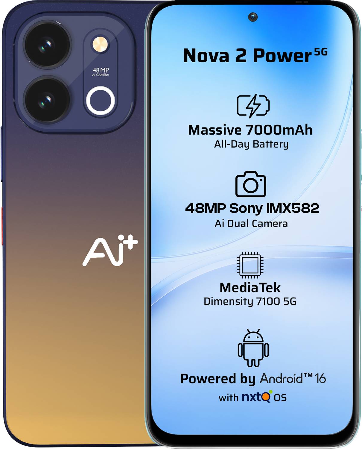 Ai+ Nova 2 Power 5G 128GB Golden Blue - Image 1