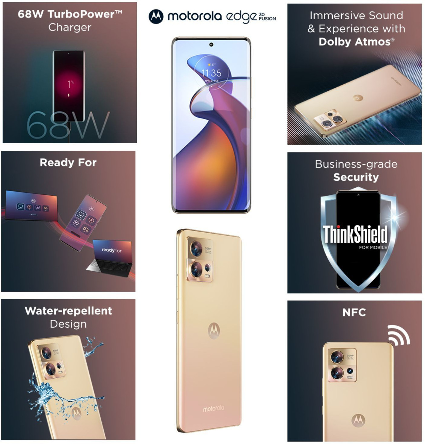 Image of Motorola Edge 30 Fusion (Solar Gold, 128 GB)