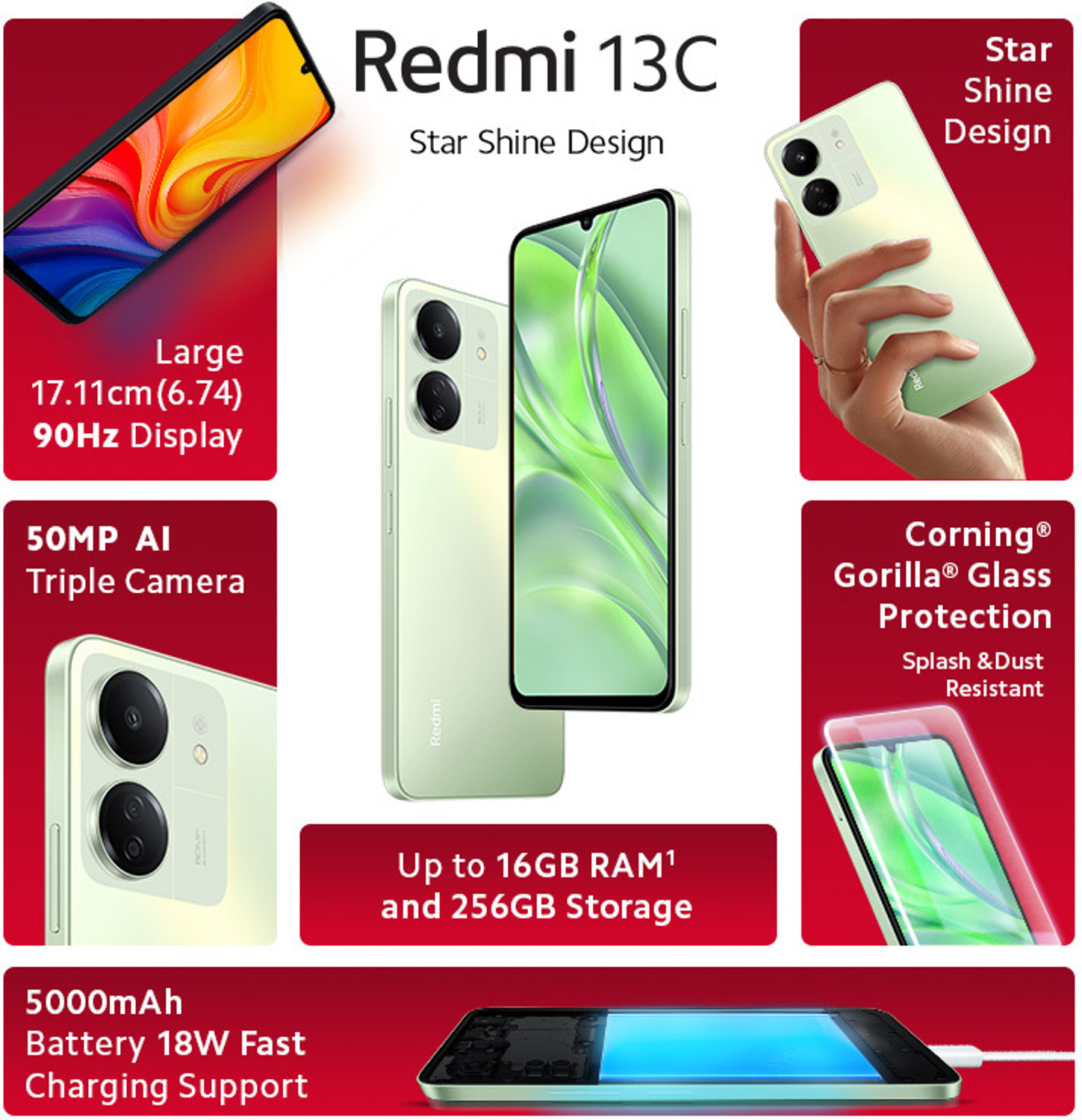 Image of REDMI 13C (Starshine Green, 128 GB)