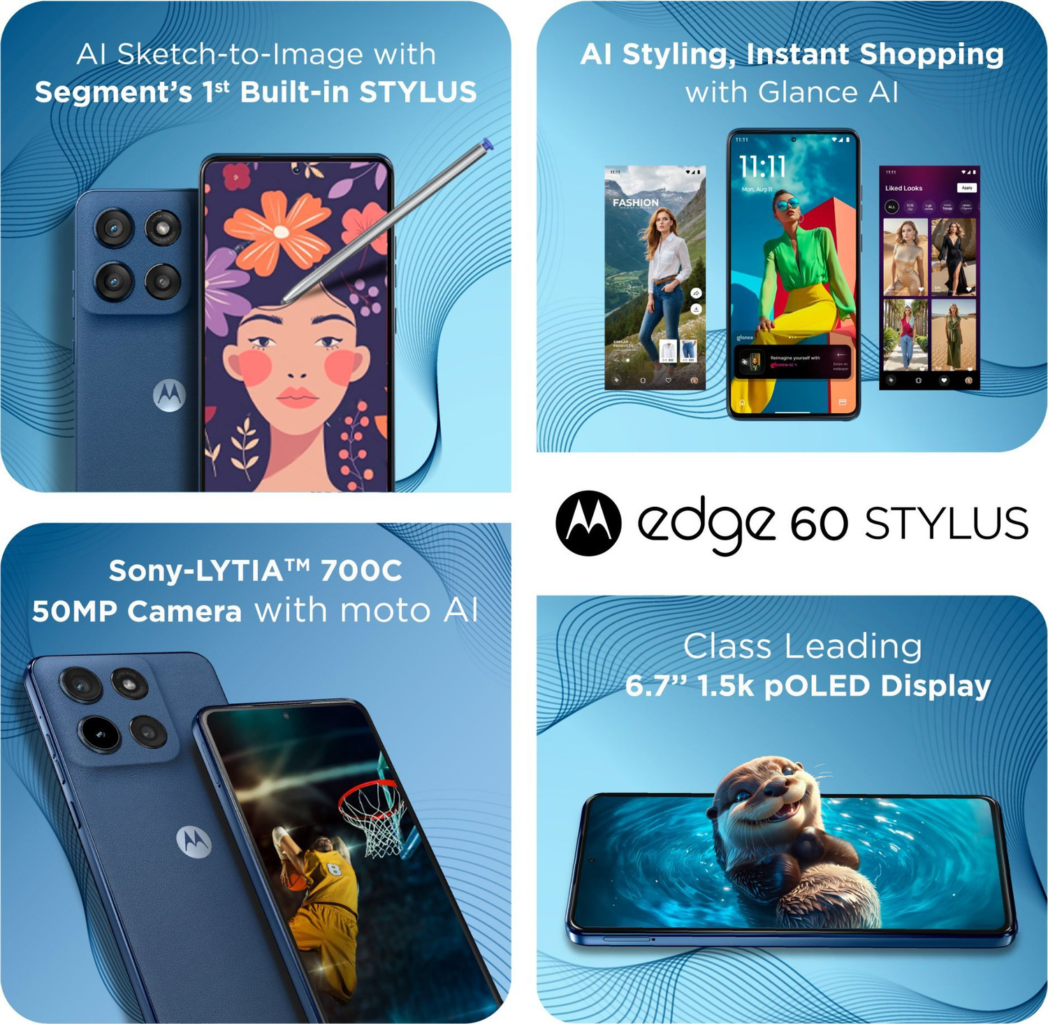 Image of MOTOROLA Edge 60 Stylus (PANTONE Gibraltar Sea, 256 GB)