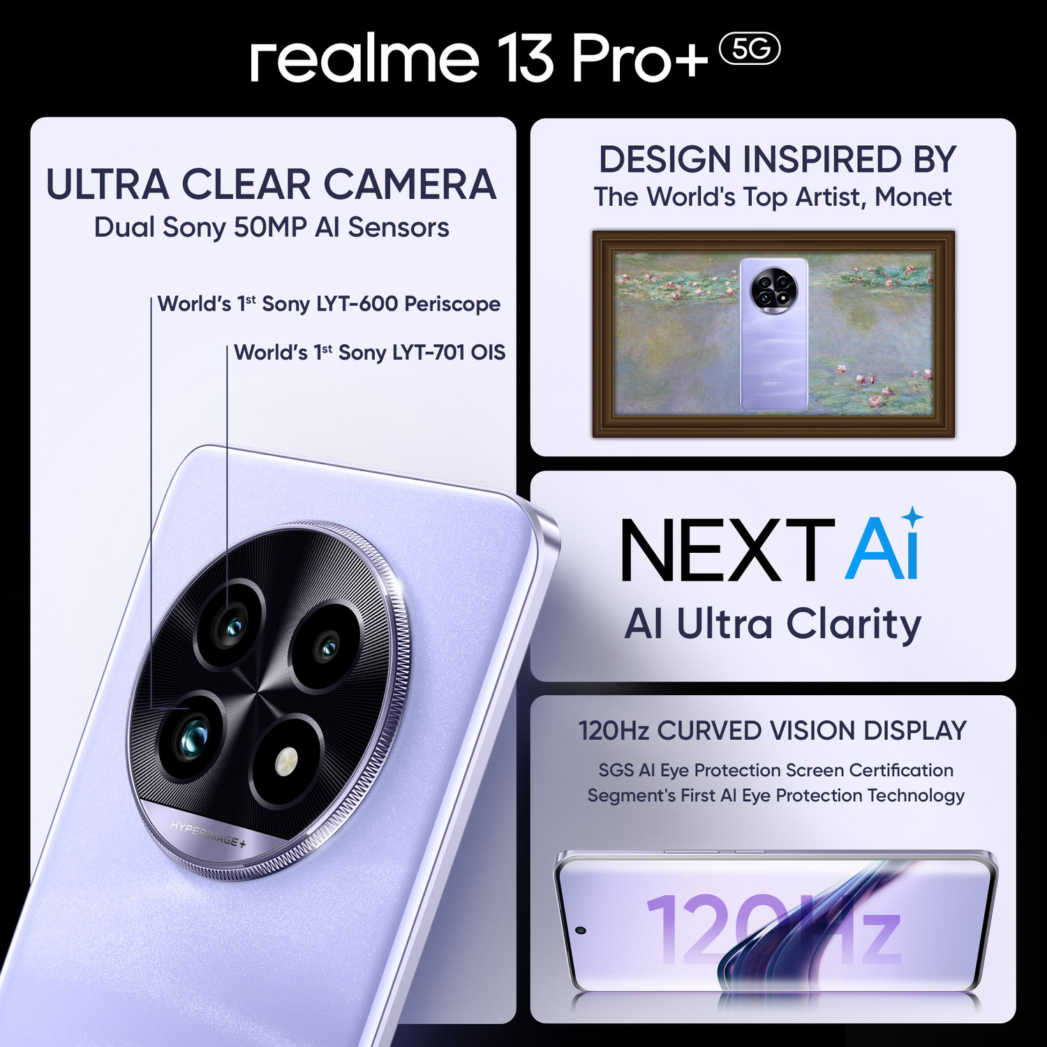 Image of realme 13 Pro+ 5G (Monet Purple, 512 GB)