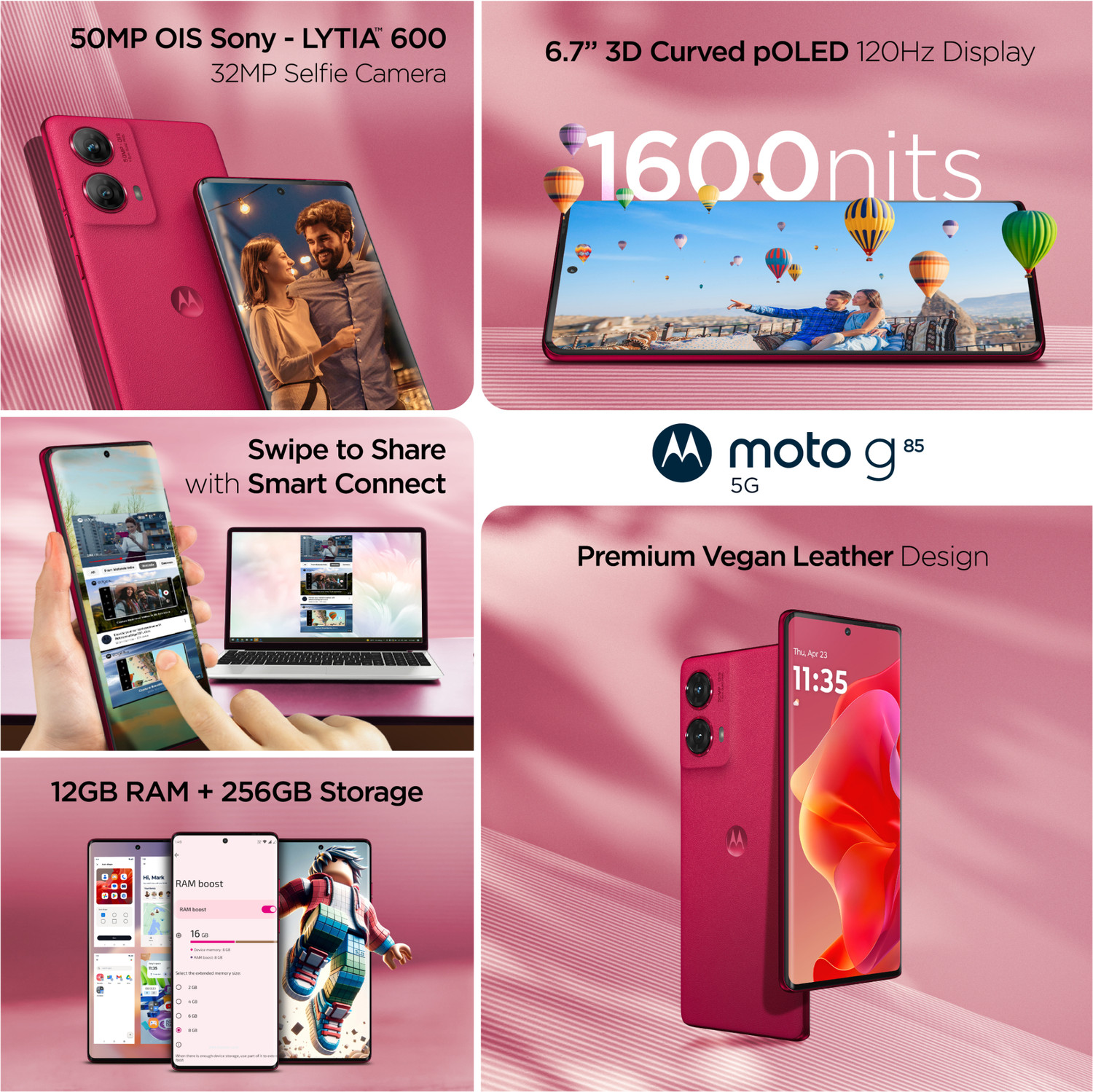 Image of Motorola G85 5G (Viva Magenta, 128 GB)