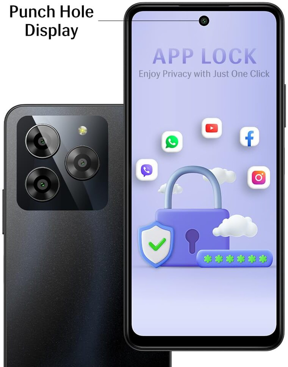 Image of LAVA Yuva 3 with Dual Sim|5000 mAh Battery|13MP Rear Camera |Expandable Upto 512 GB (Eclipse Black, 64 GB)