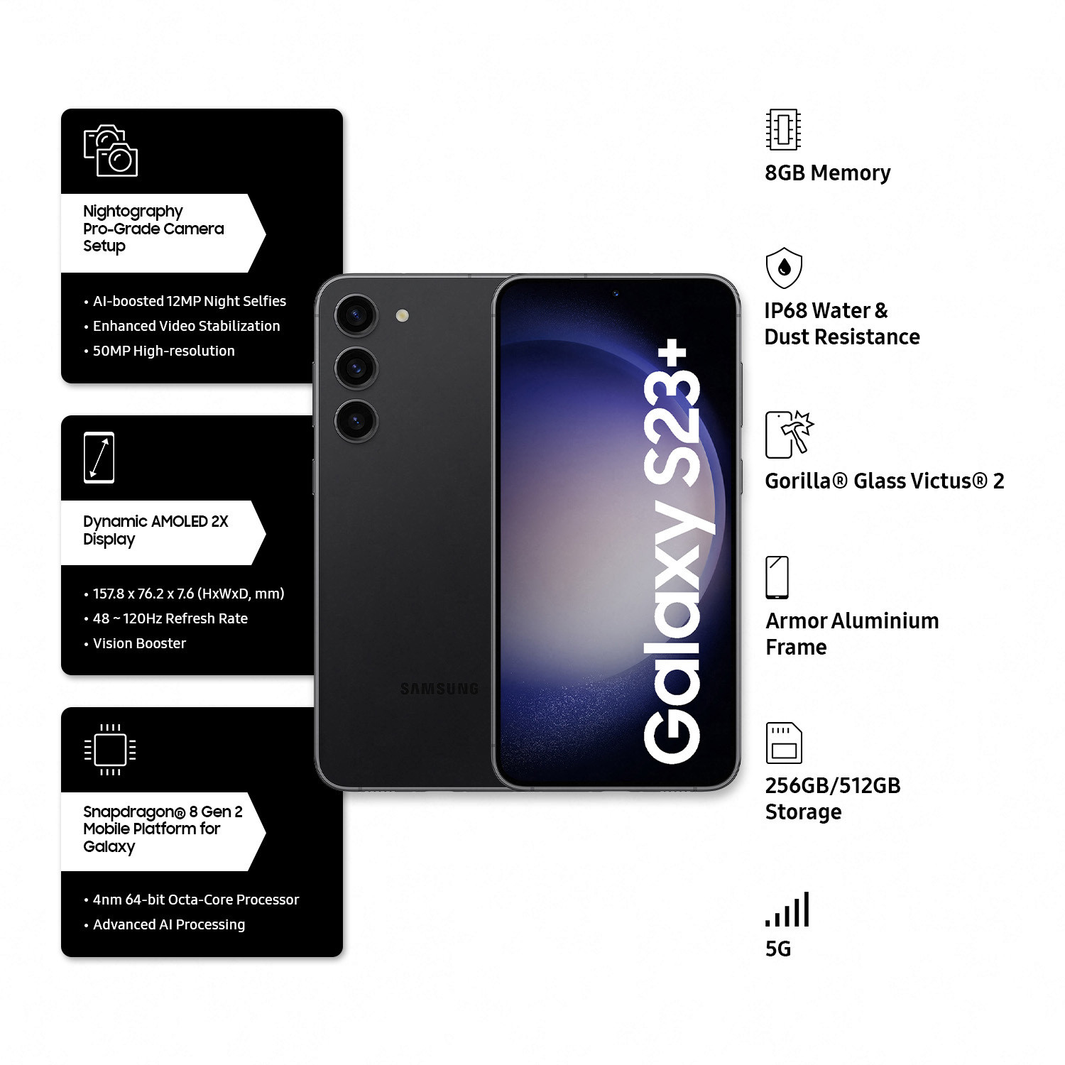 Image of Samsung Galaxy S23 Plus 5G (Phantom Black, 512 GB)