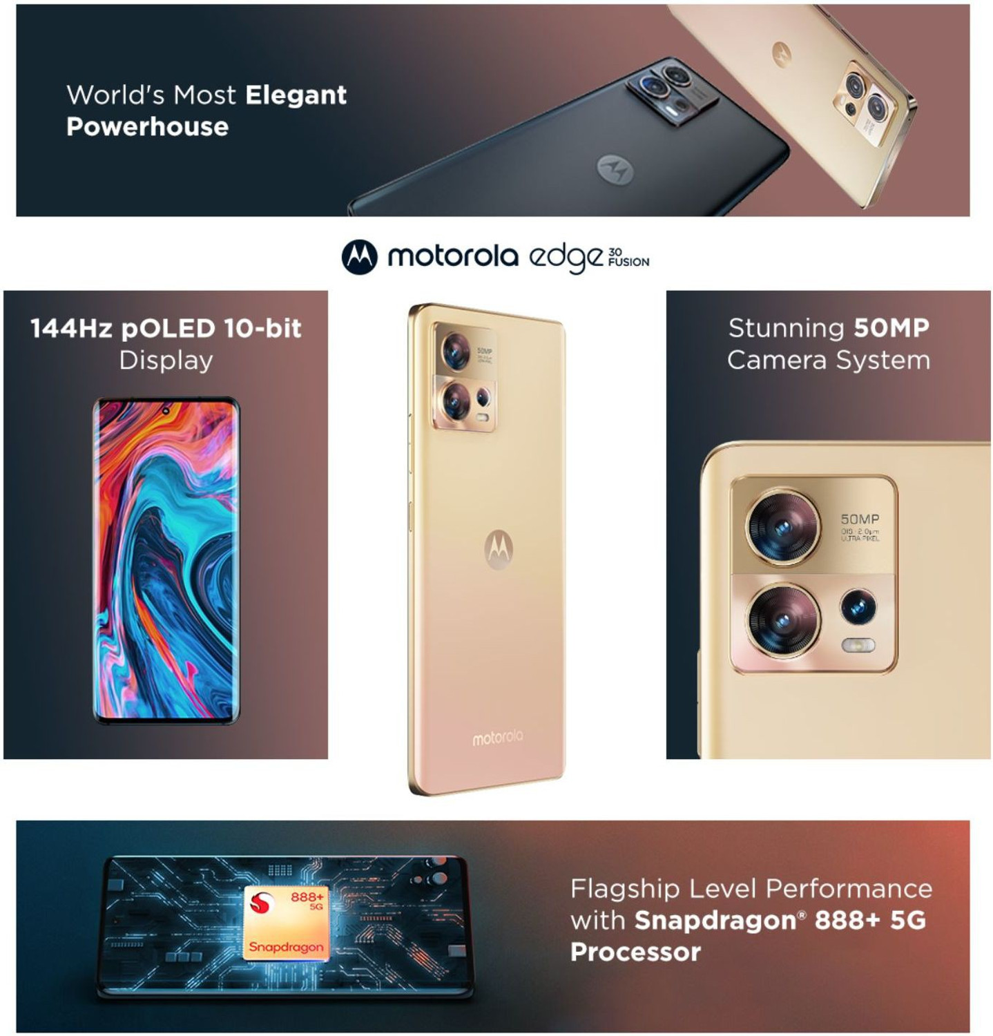 Image of Motorola Edge 30 Fusion (Solar Gold, 128 GB)