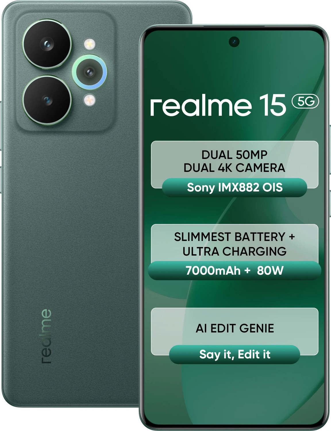Image of realme 15 5G (Velvet Green, 128 GB)