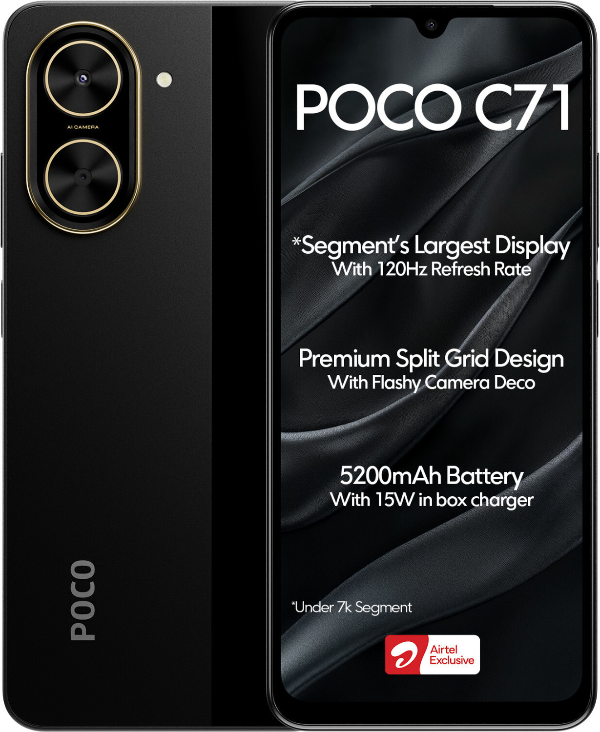 Image of POCO C71 - Locked with Airtel Prepaid (Power Black, 64 GB)