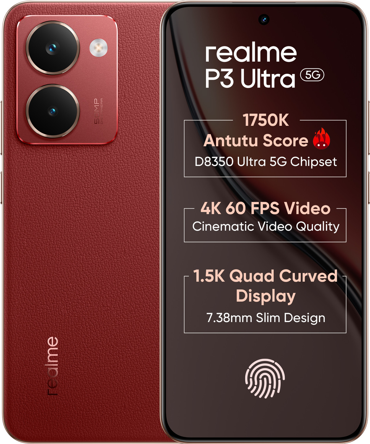 Image of realme P3 Ultra 5G (Orion Red, 128 GB)