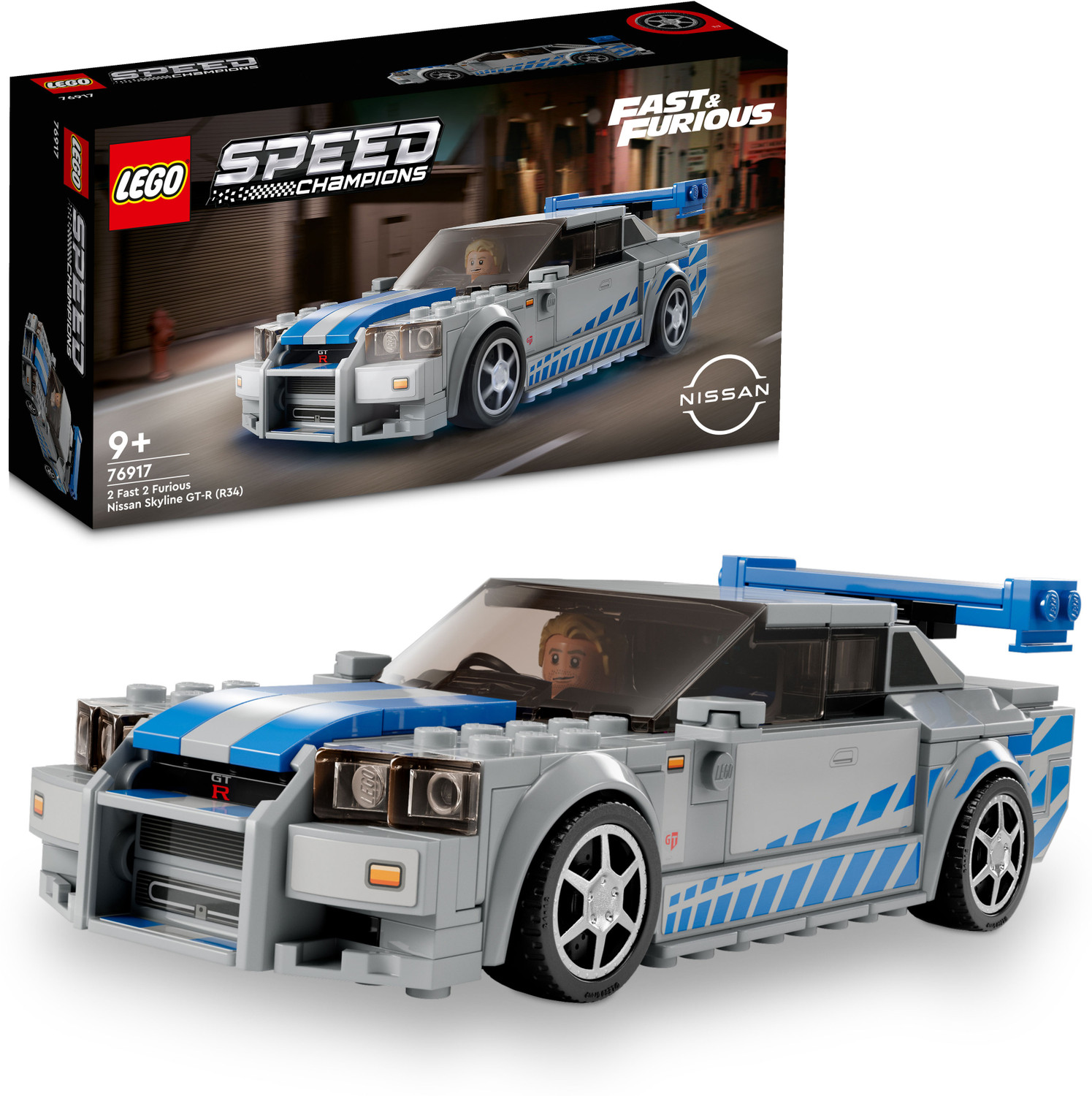 Image of LEGO Speed Champions 2 Fast 2 Furious Nissan Skyline GT-R (R34) (319 Blocks) Model Building Kit