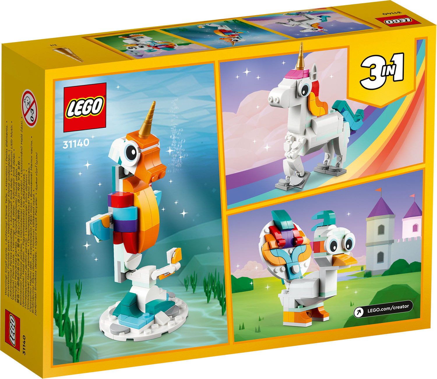 Image of LEGO Creator 3-in-1 Magical Unicorn (145 Blocks) Model Building Kit