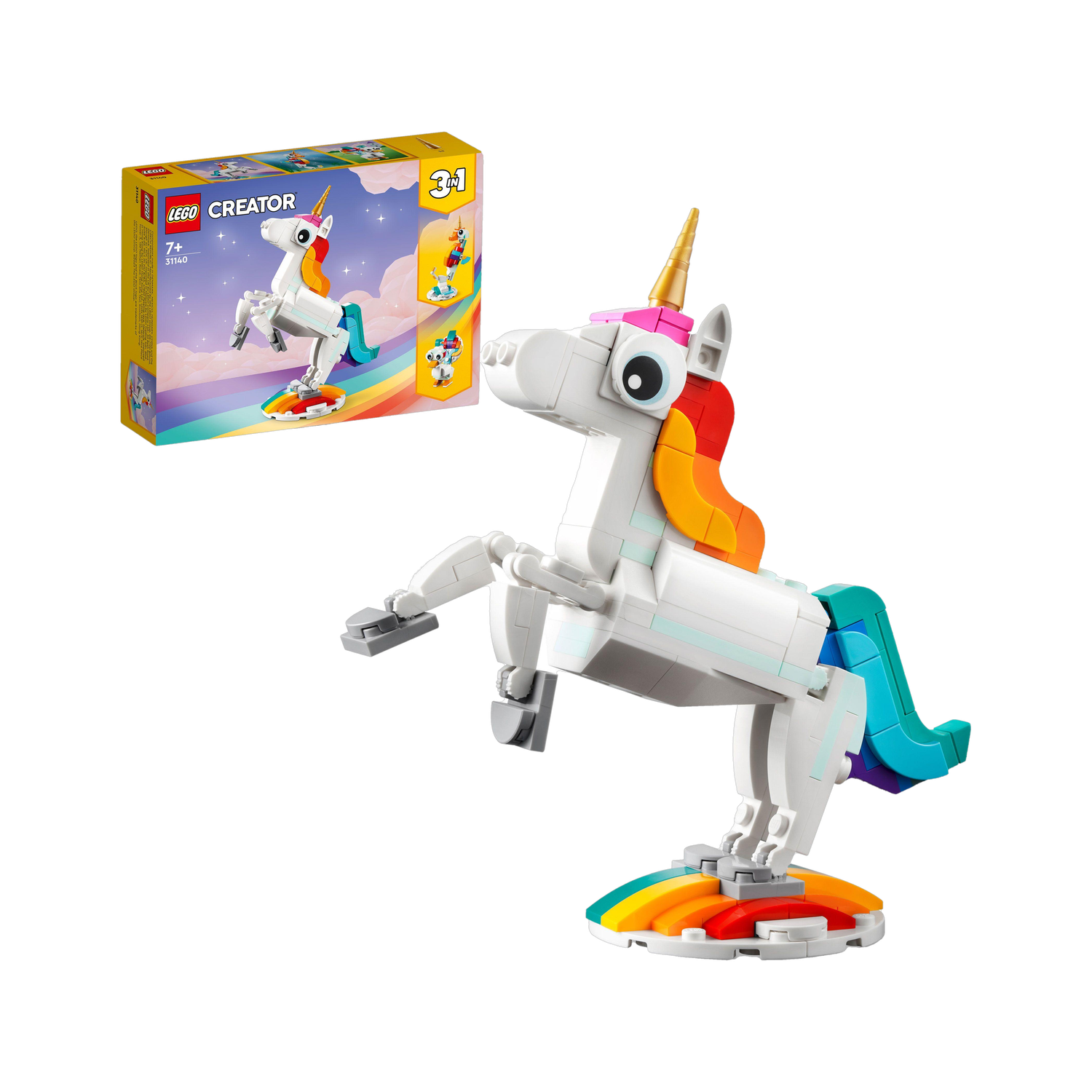 Image of LEGO Creator 3-in-1 Magical Unicorn (145 Blocks) Model Building Kit