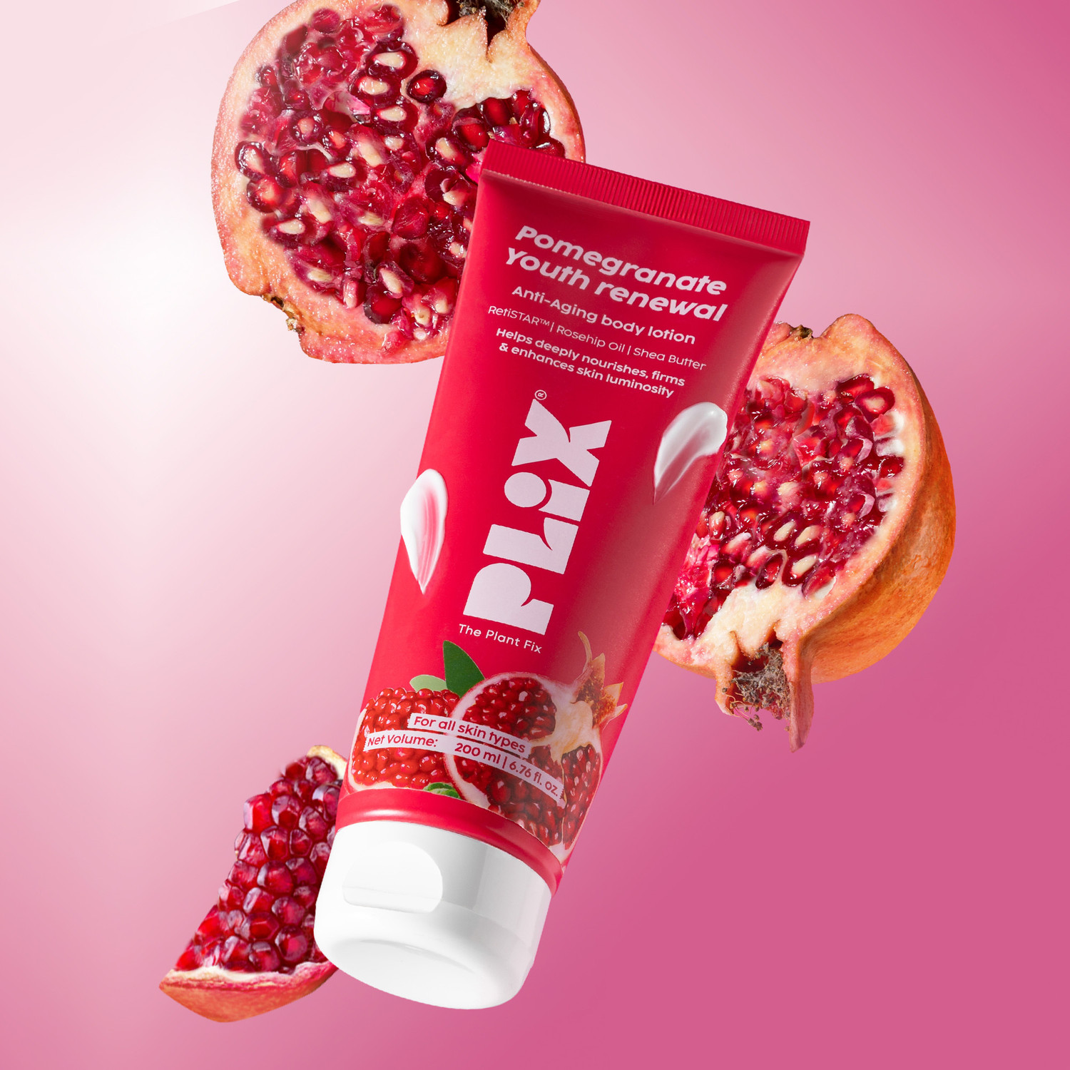 Image of The Plant Fix Plix Pomegranate Youth Renewal Lotion, Reduces fine lines & wrinkles,Lightweight care