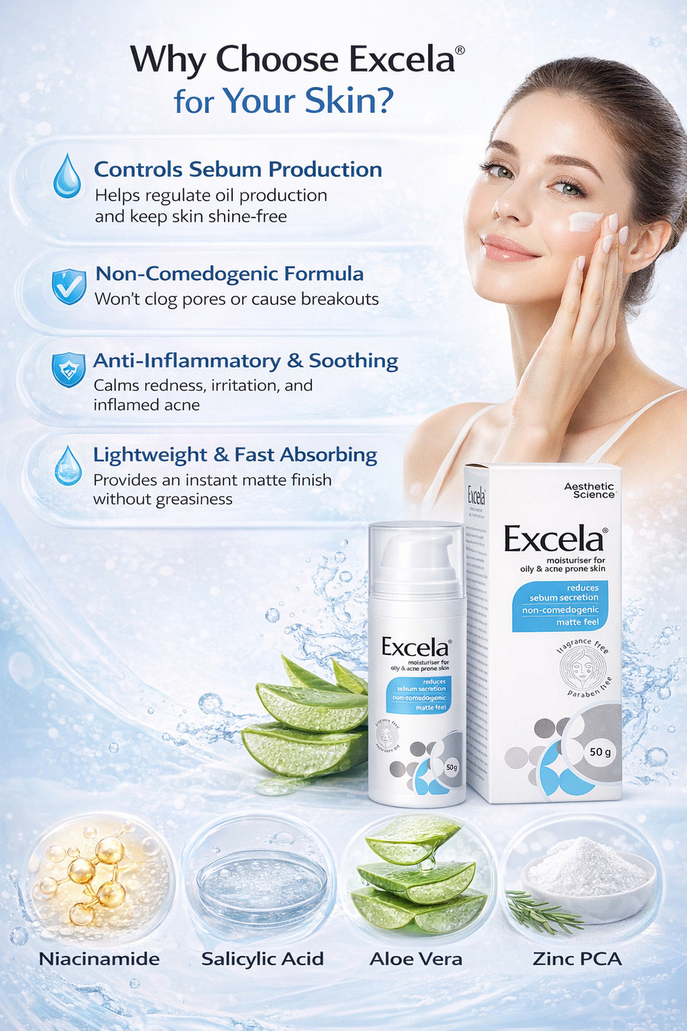 Image of Excela MOISTURISER CREAM FOR OILY AND ACNE PRONE SKIN