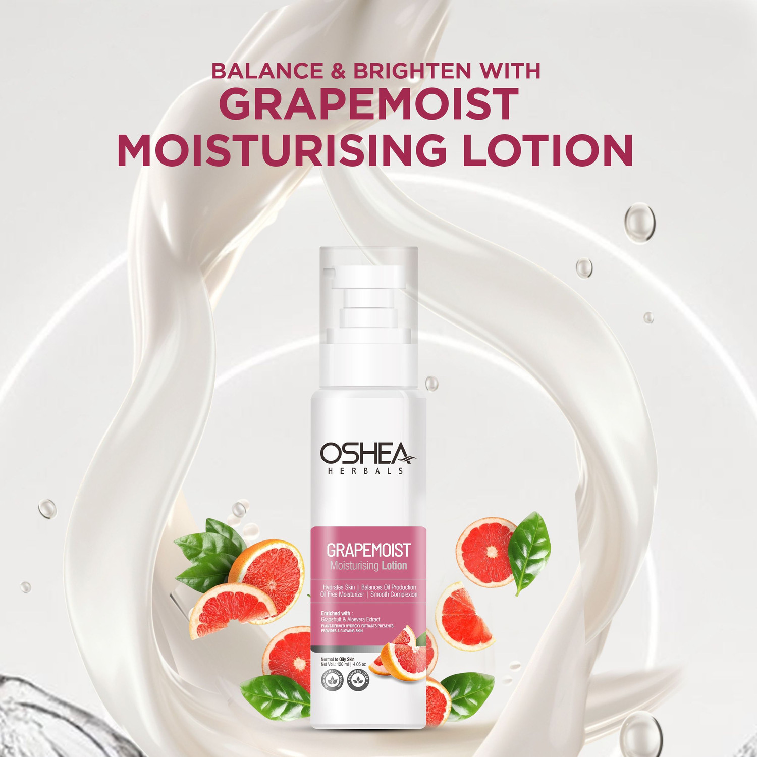 Image of OSHEA Grapemoist Moisturising Lotion for Soft, Balance Oil Production