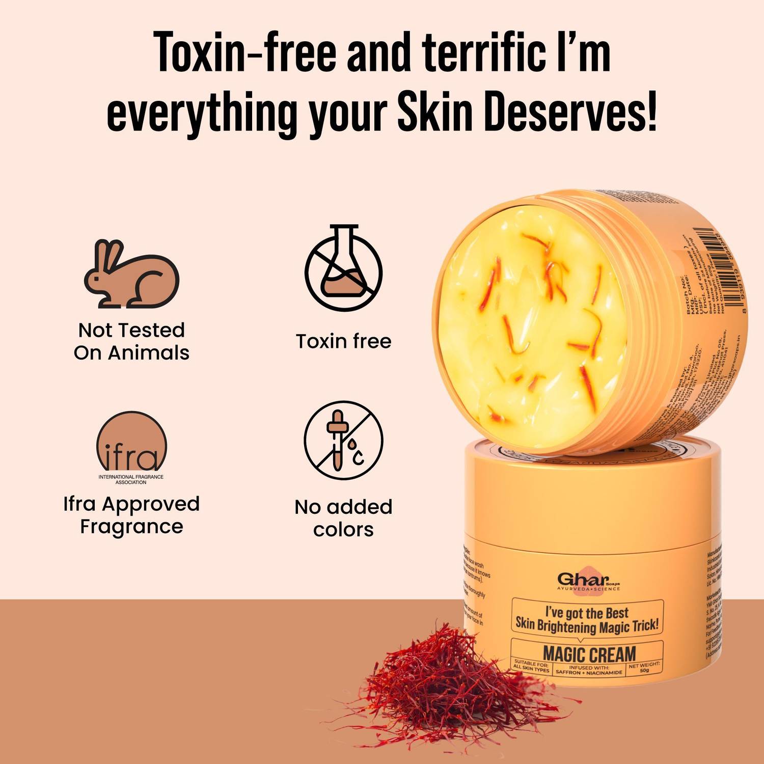 Ghar Soaps Magic Cream 50g Saffron Niacinamide De-Tan Brightening - Image 4