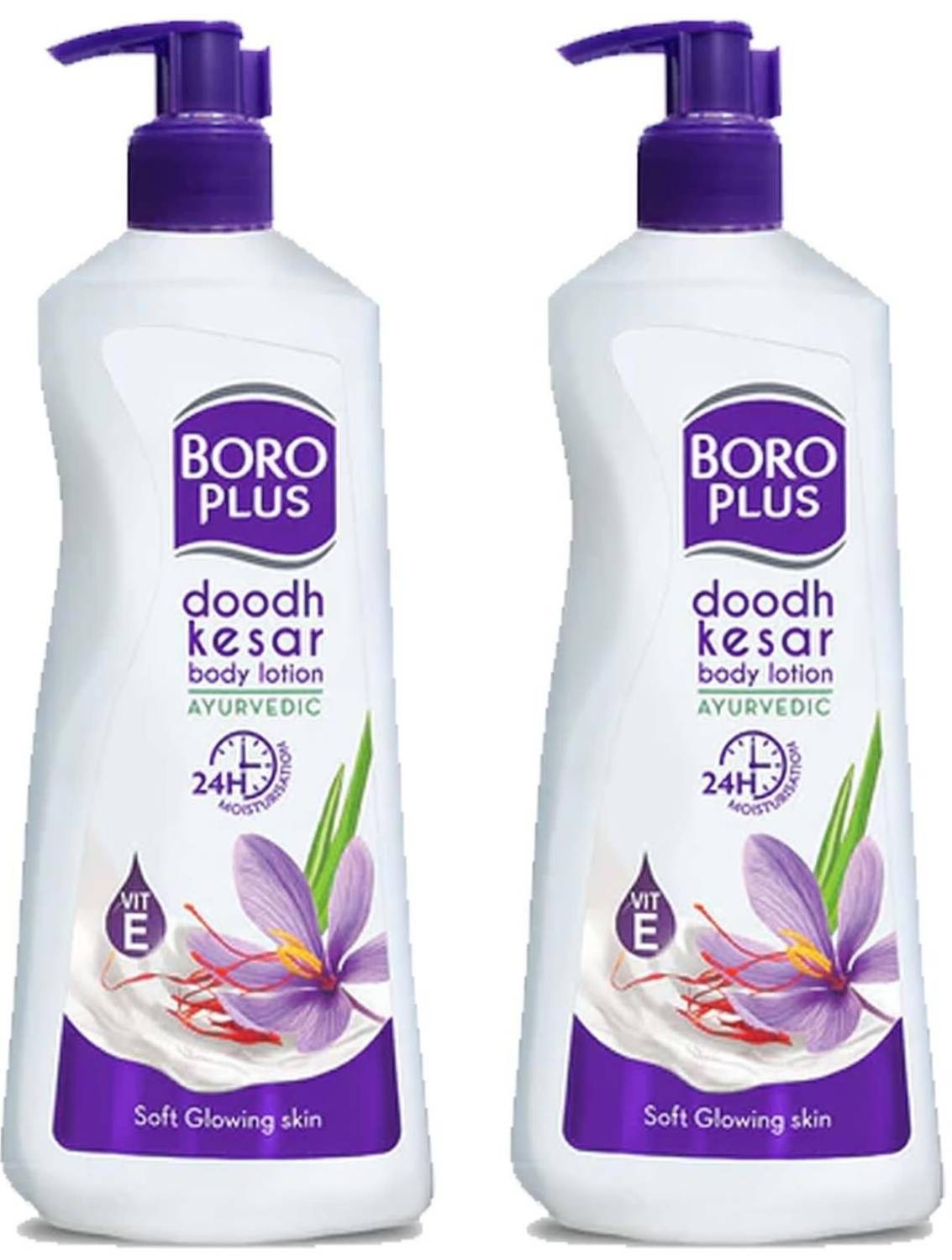 BOROPLUS Doodh & Kesar Body Lotion 400ml For 24hr Soften & Glowing Skin Pack of -40ml x 2