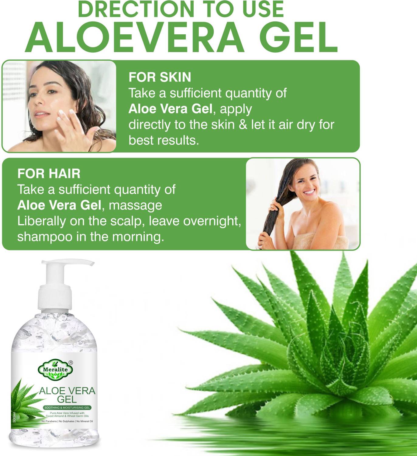 Meralite 100% Pure Aloe Vera Skin Gel 300 ml x 2 - Image 4