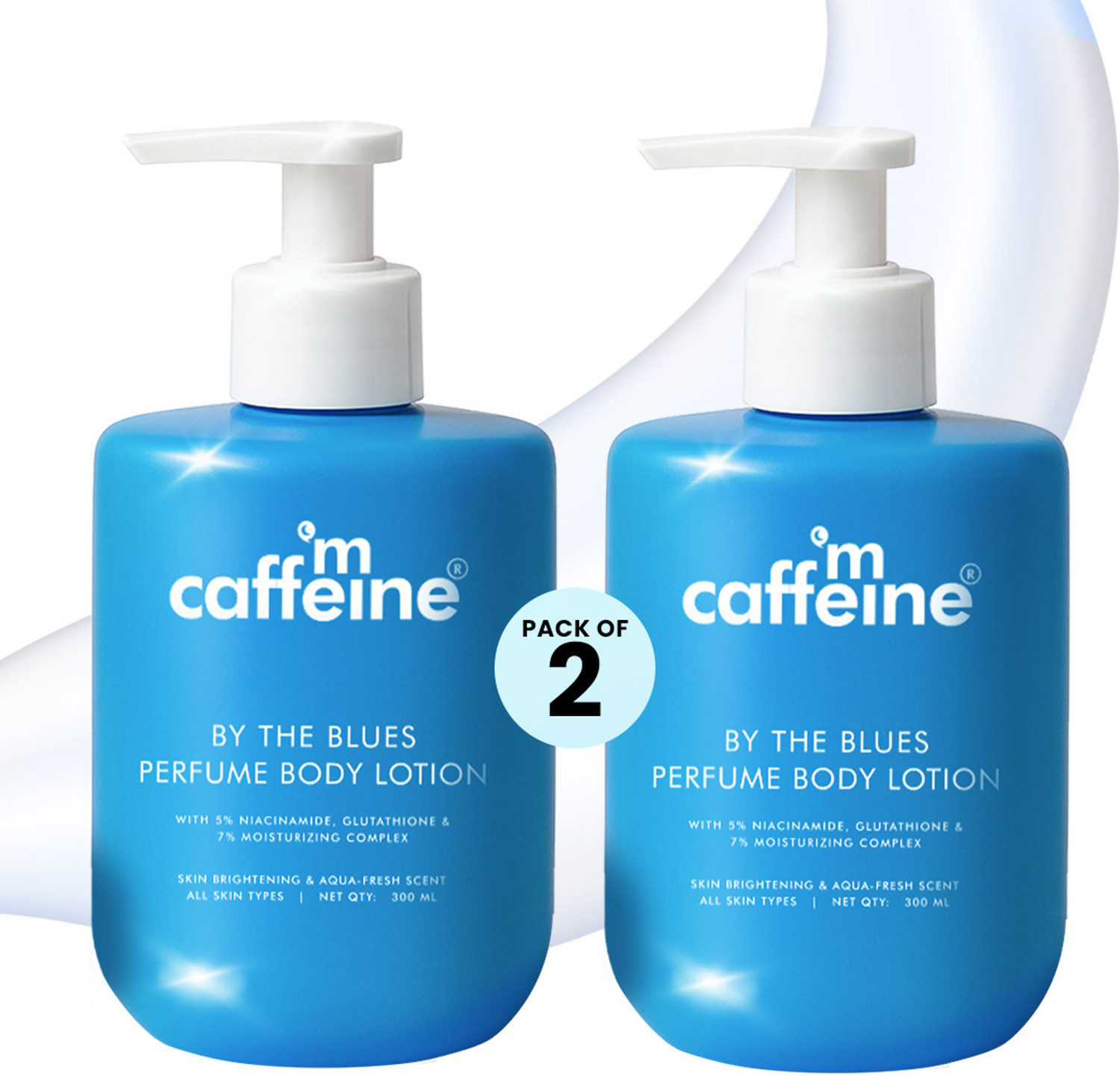 Image of mCaffeine By The Blues Perfume Body Lotion (Pack of 2)| Aquatic-Woody Fragrance
