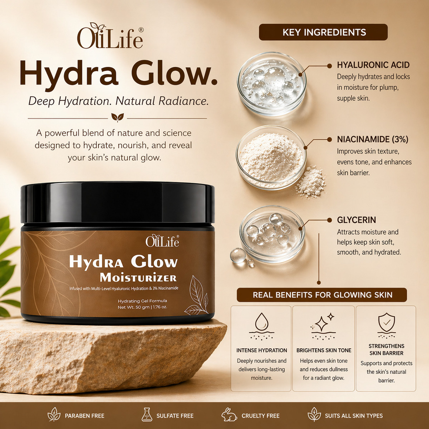 Image of OtiLife Korean Rice Water Hydra Glow Moisturizer,Light Gel& instant Glass Skin Glow