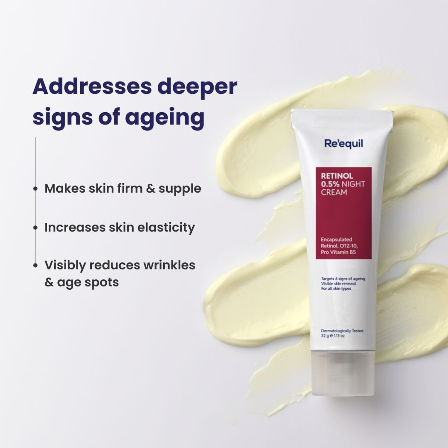 Image of Re'equil 0.5% Retinol Night, Makes Skin Youthful & Smooth, Prevents Fine Lines & Wrinkles