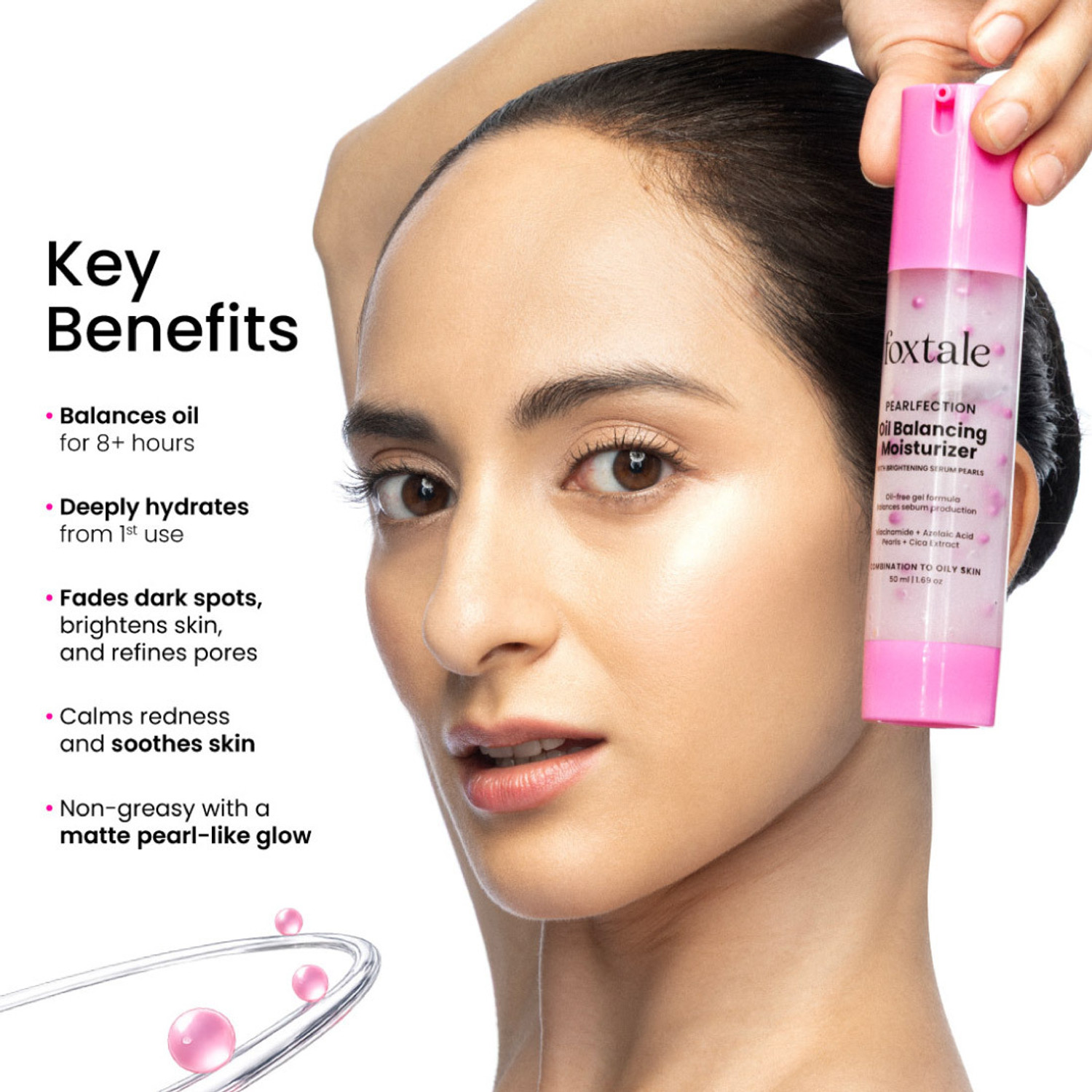 Image of Foxtale Oil Balancing Moisturizer for Oily Skin, Niacinamide | Lightweight & Non-Greasy