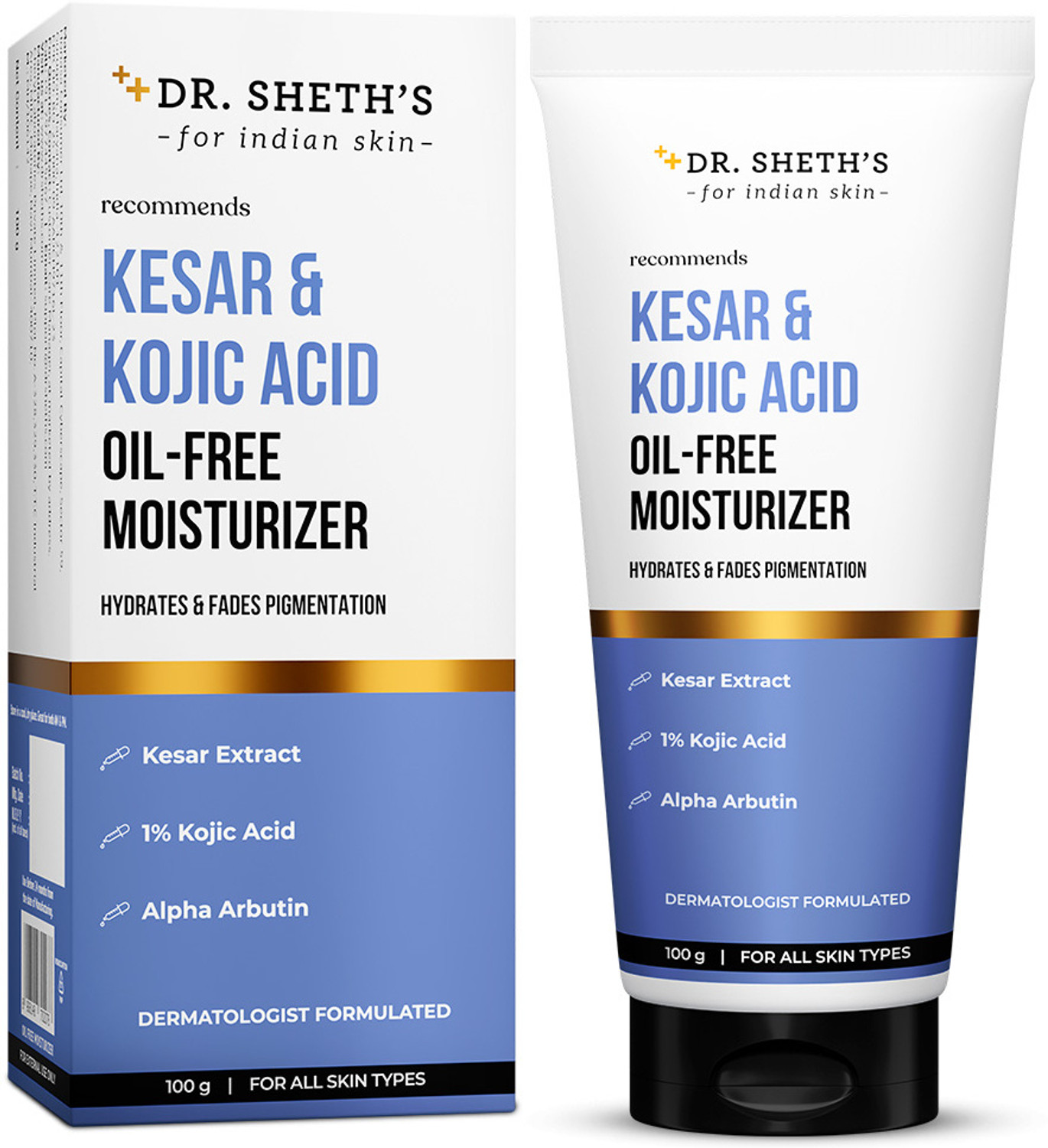 Image of Dr. Sheth's Kesar & Kojic Acid Oil-Free Moisturizer | For Pigmentation-Free & Glowing Skin |