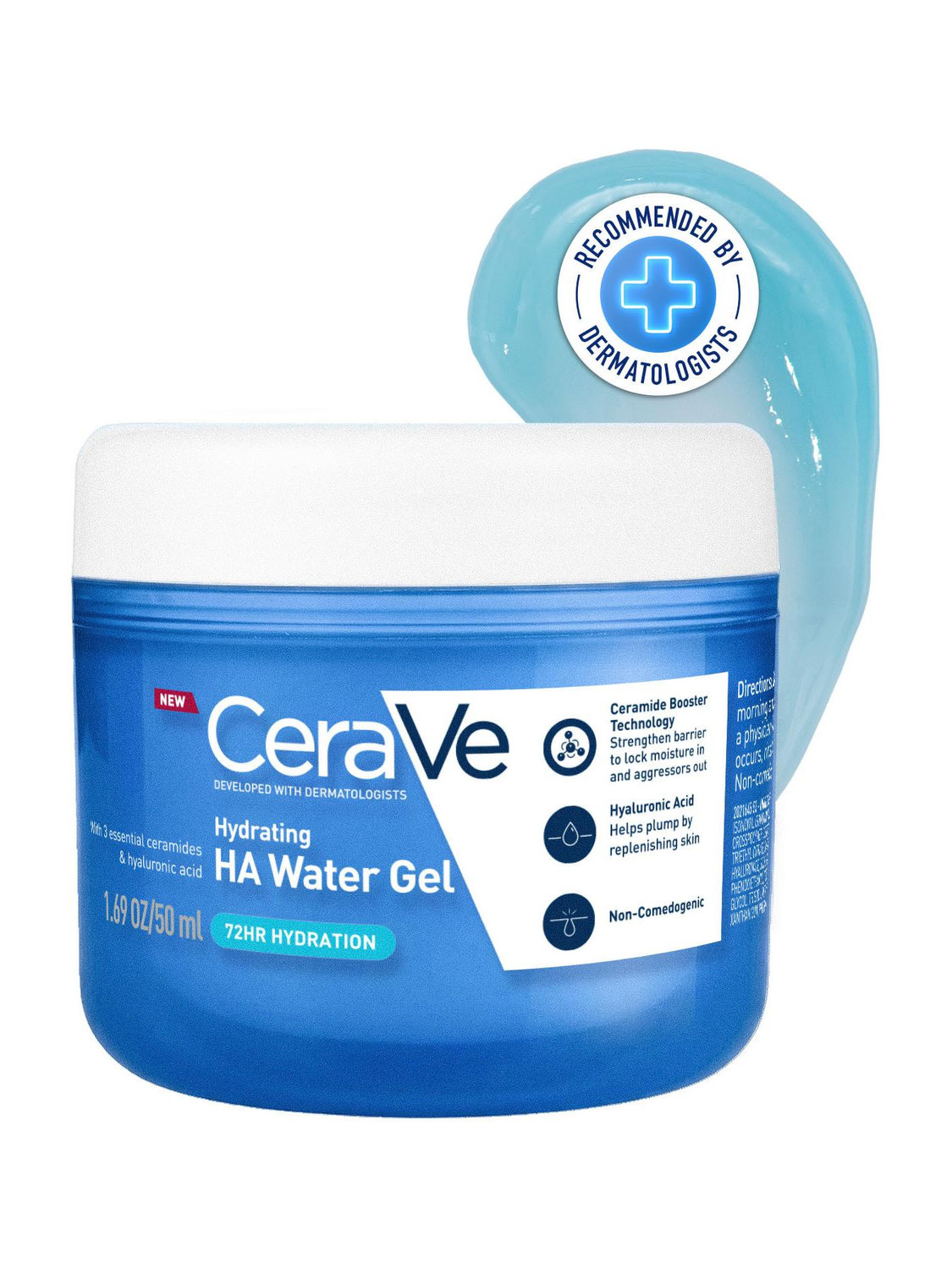 Image of CeraVe HA water gel face moisturizer with Hyaluronic Acid for plumpy hydration