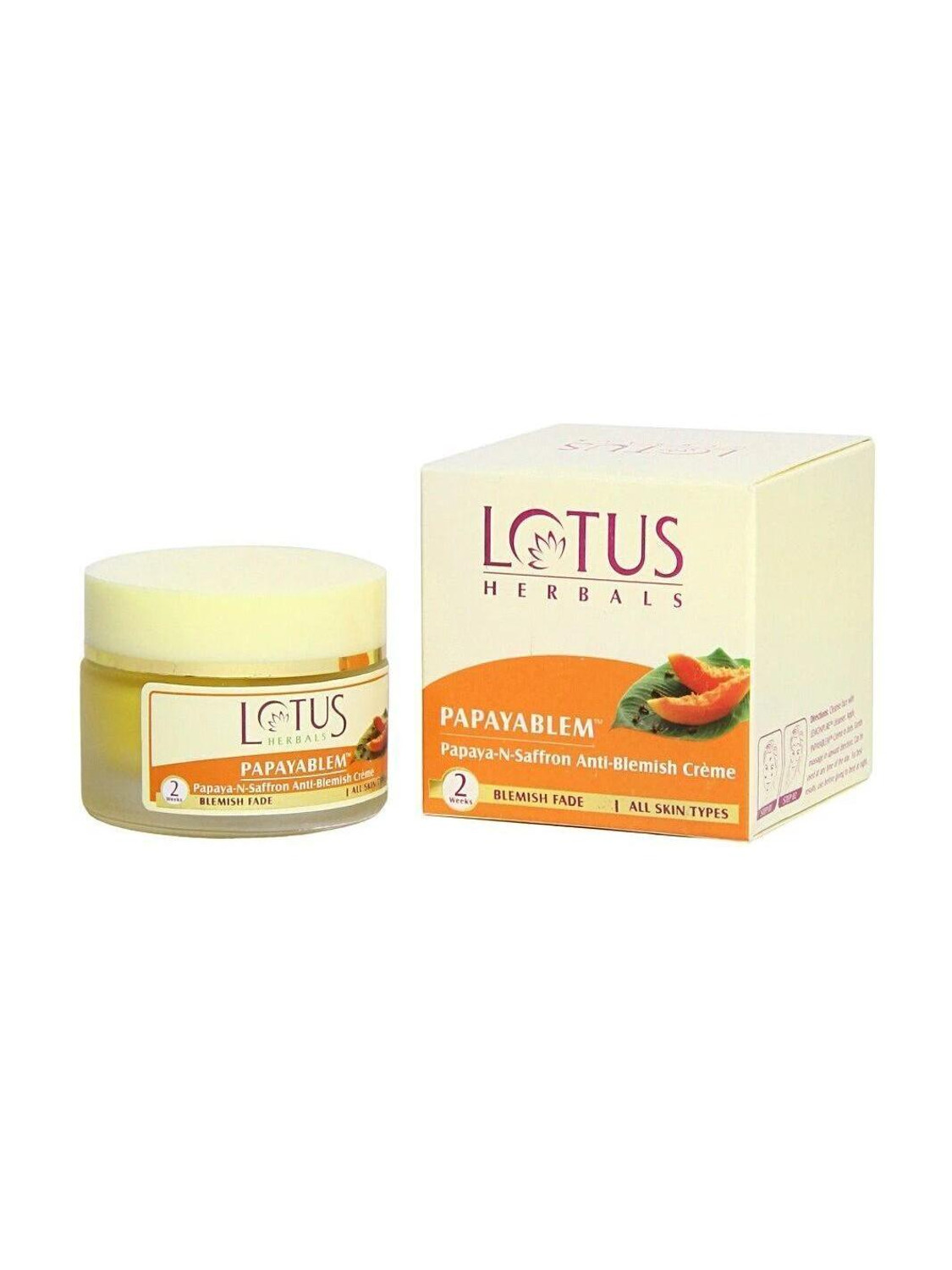 Image of LOTUS HERBALS Papayablem Papaya-N-Saffron Anti-Blemish Cream
