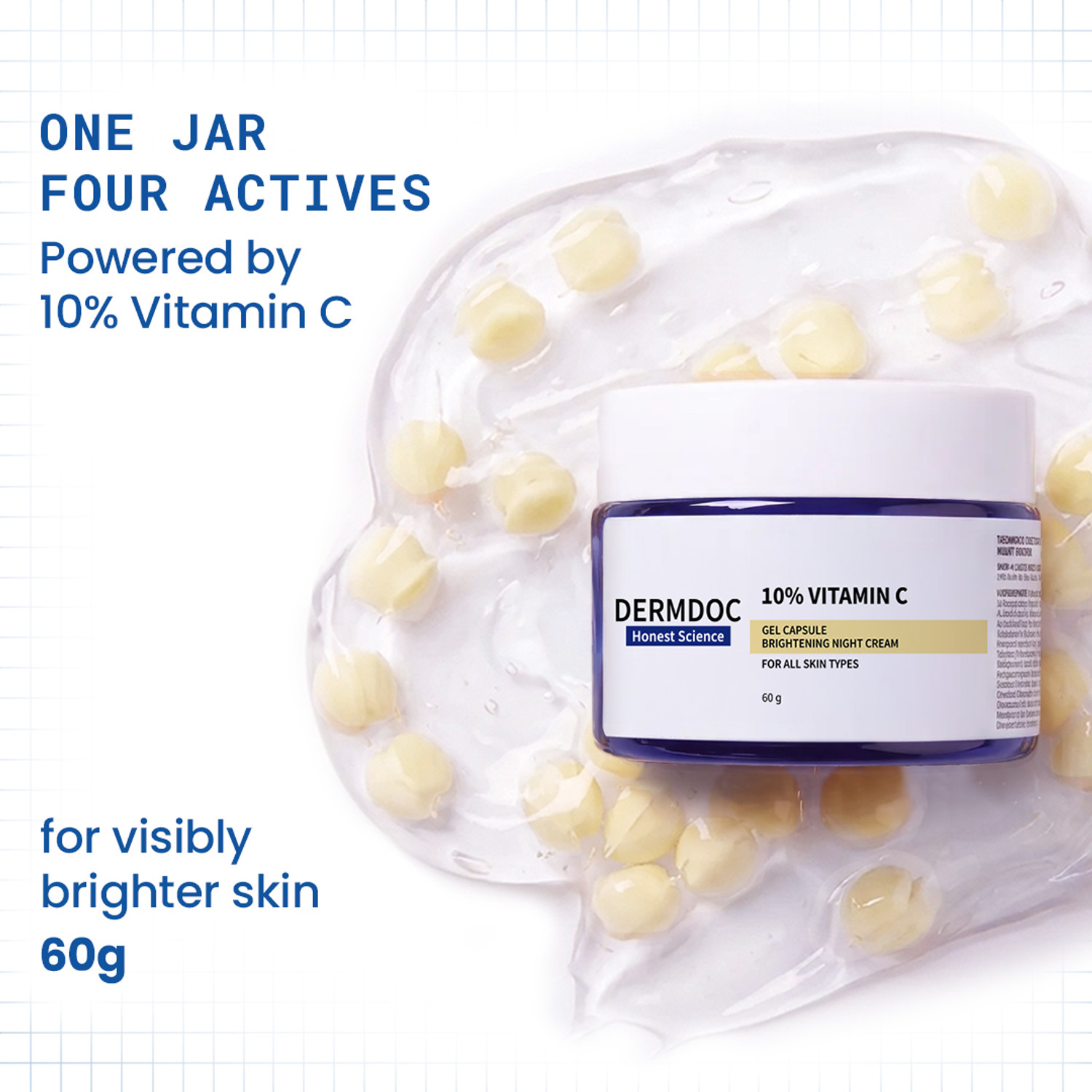 Image of DermDoc 10% Vitamin C Gel Capsule Brightening Night Cream | For Glowing Skin