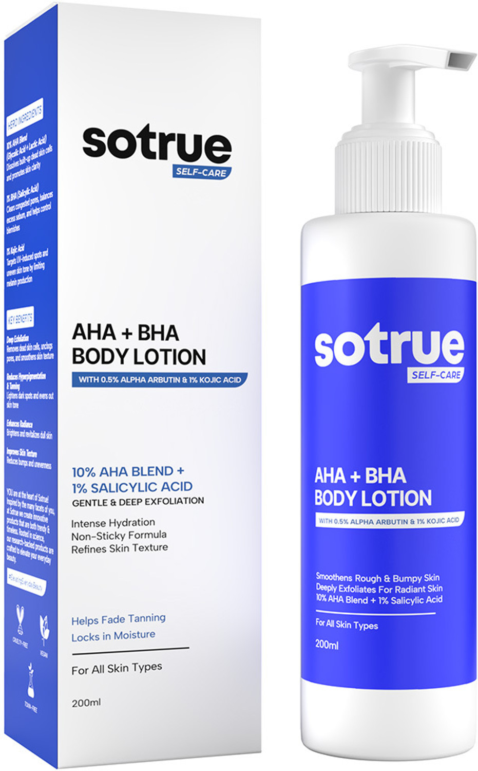 Image of Sotrue AHA+BHA Body Lotion With 10% AHA Blend & 1% Salicylic Acid, for Dry Radiant Skin