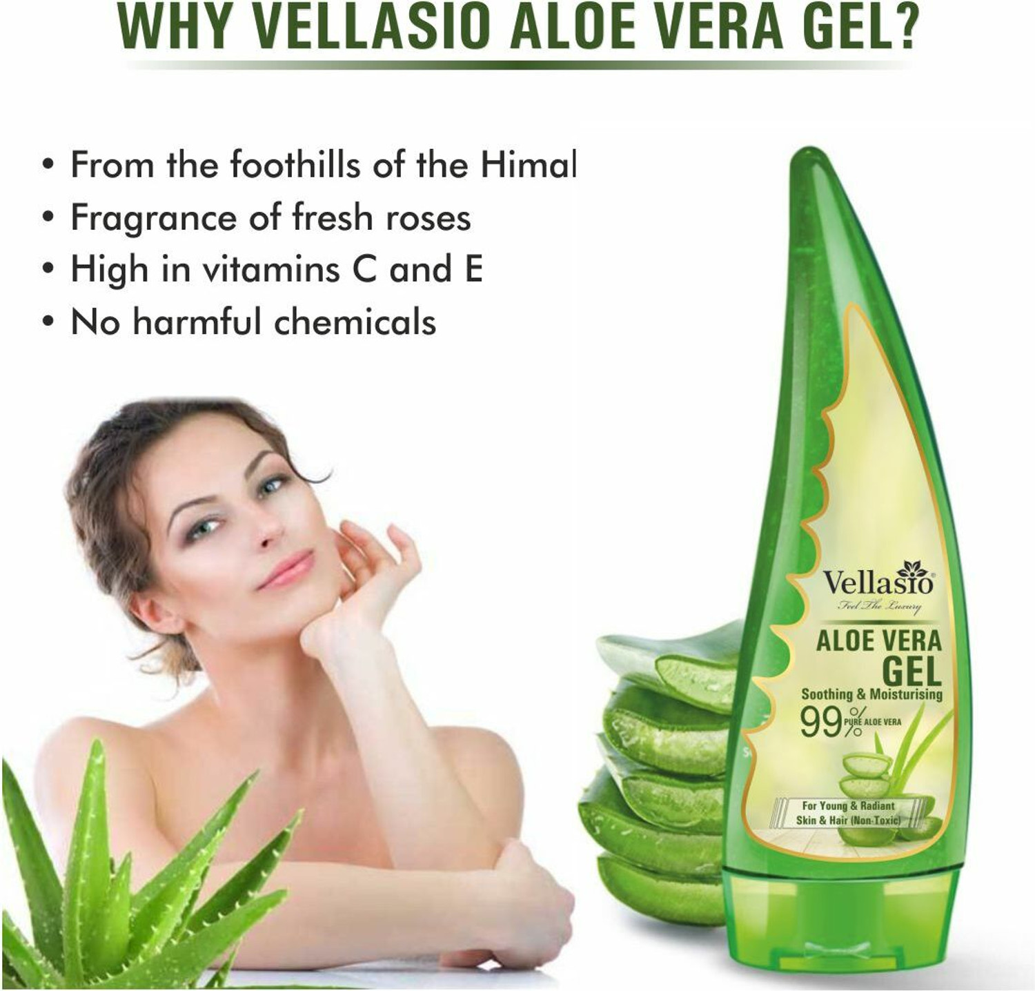 Image of vellasio 100% Pure Aloe Vera Gel for glowing Face, Skin & Hair