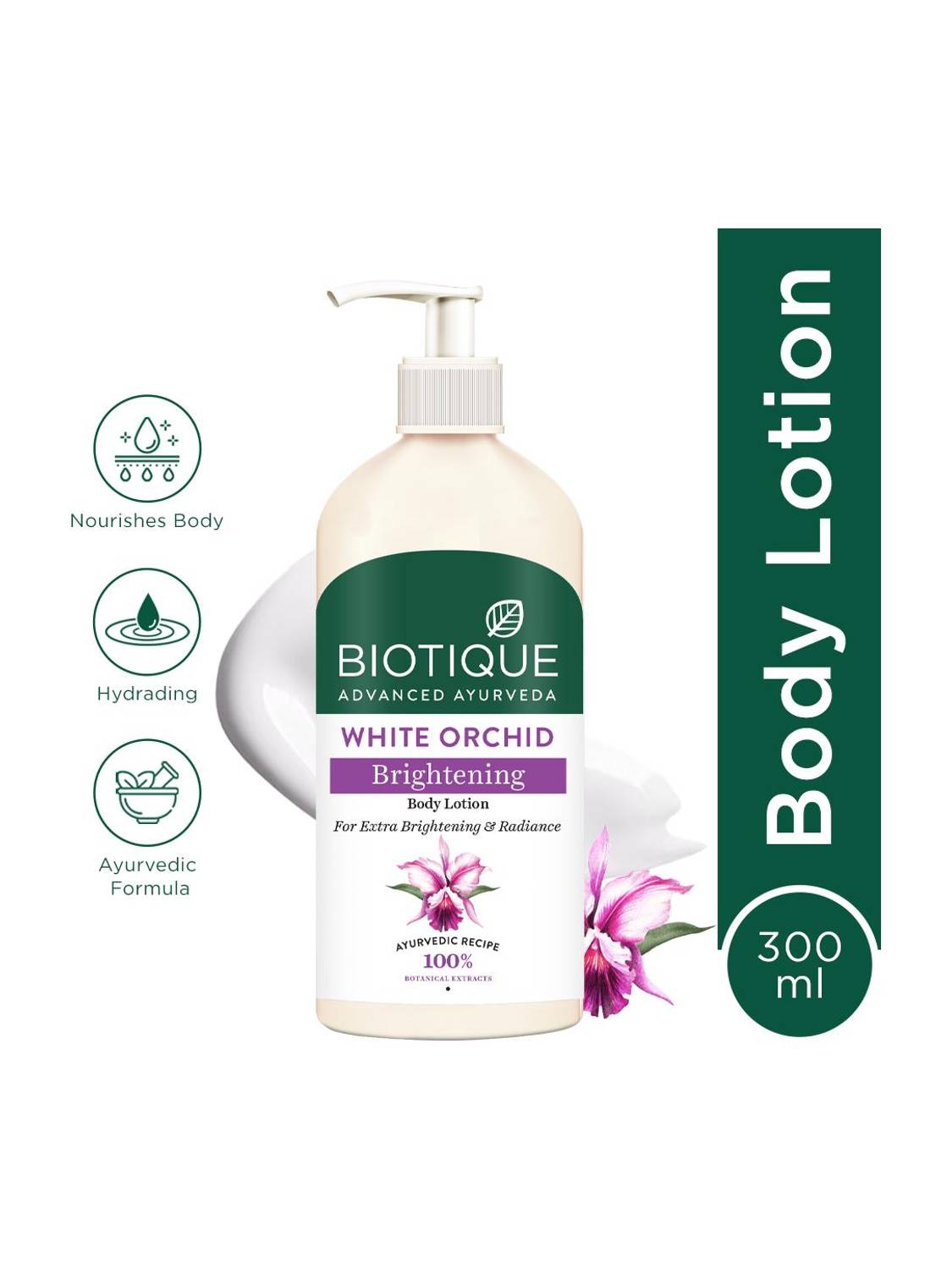 BIOTIQUE White Orchid Brightening Body Lotion|Brightening & Radiance|24H Deep Moisture