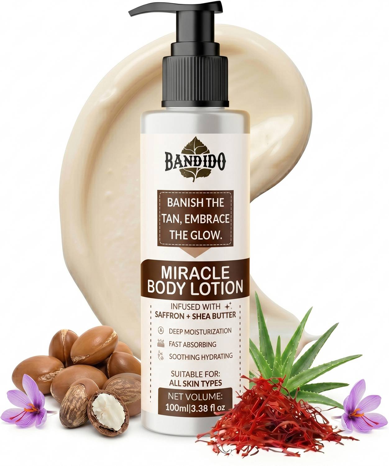 magic body lotion saffron glutathione vit b5 lactic acid Tanning ka solution sirf guesswork nahi, logic bhi hai. Dhoop, dust aur dead skin buildup se skin dull aur tanned lagne lagti hai. Isliye main use kar raha hoon GHAR Soaps BANDIDO Magic DeTan Body Lotion
