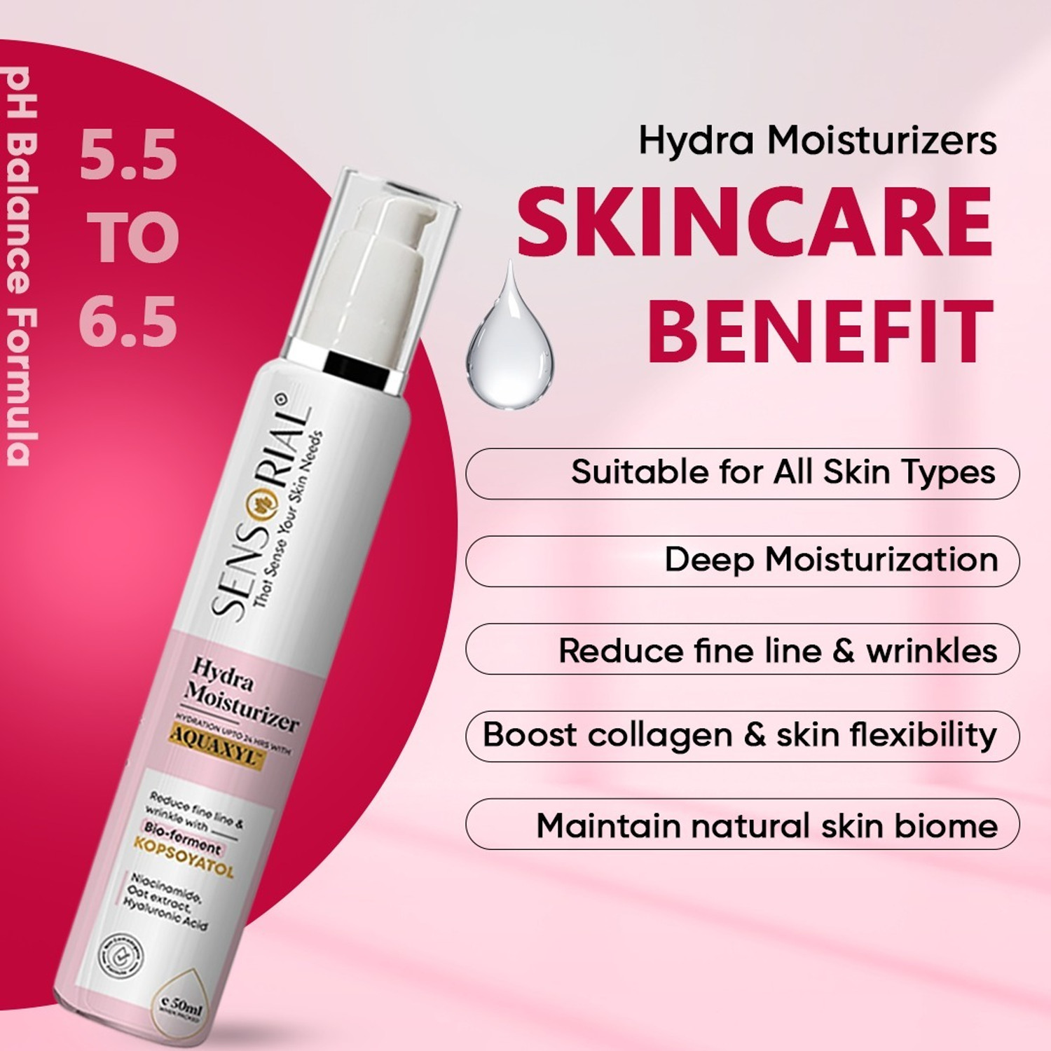 Image of sensorial Hydra Moisturizers |24 hrs. hydration, Hyaluronic Acid /Niacinamide /Bio-ferment