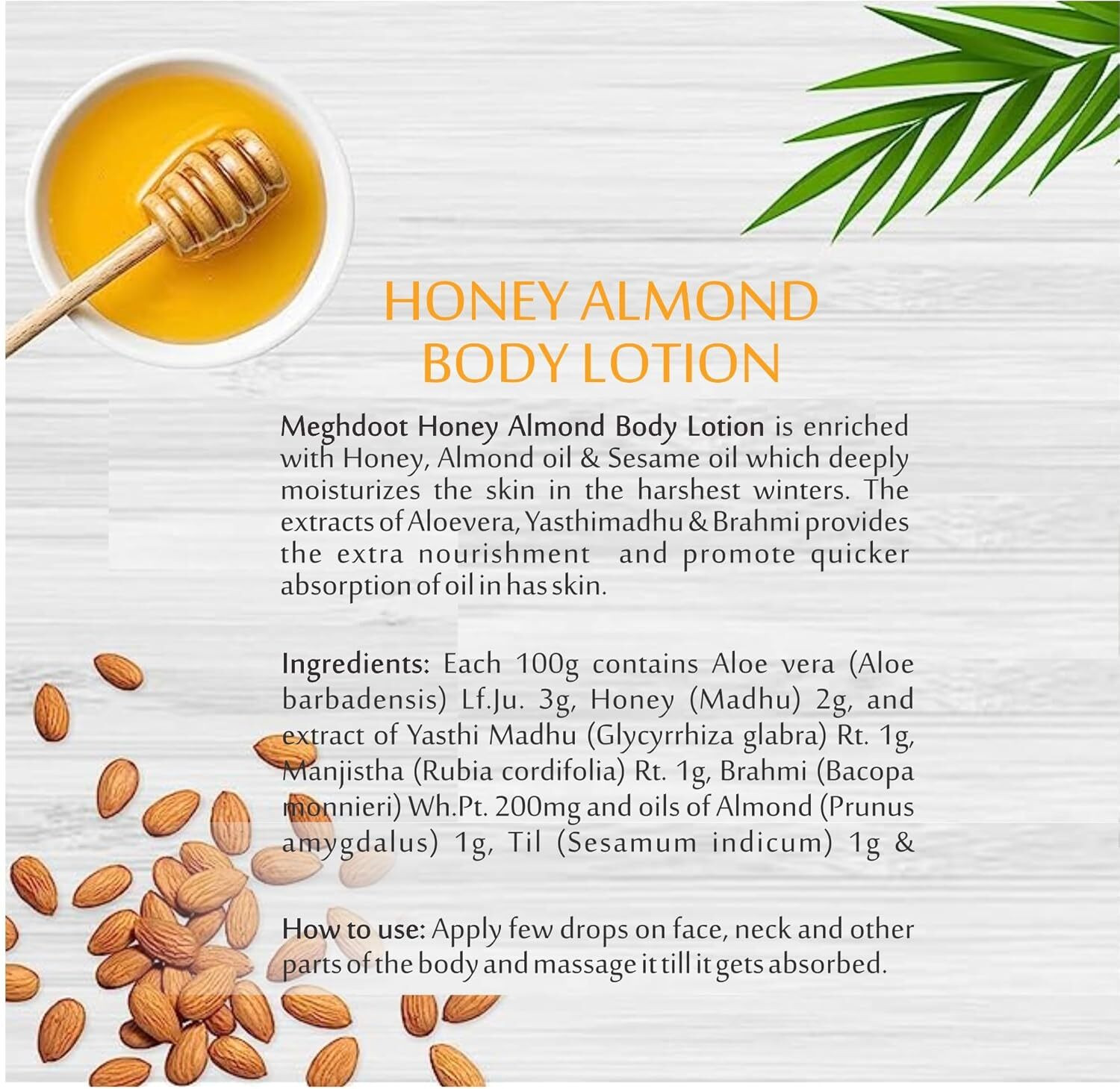 Image of MEGHDOOT Honey Almond Body Lotion For Deep Moisture Care