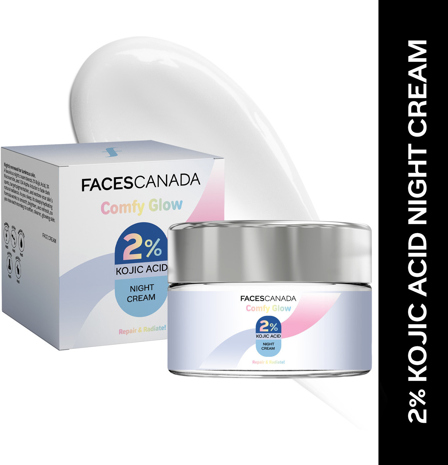 Image of FACES CANADA Comfy Glow 2% Kojic Acid Night Cream | Brigtens Skin | Fades Dark Spots
