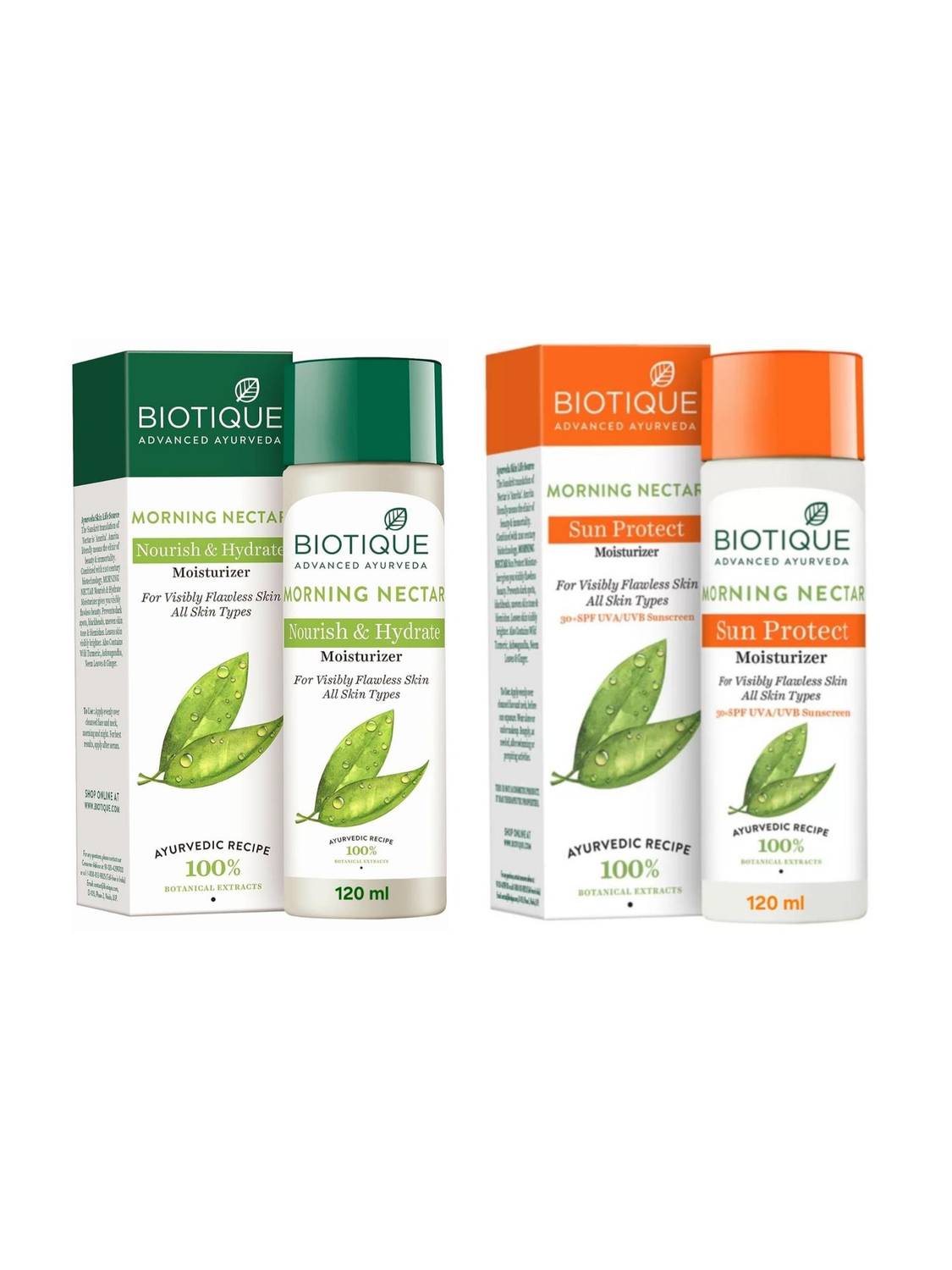 BIOTIQUE Morning Nectar Moisturizer 120ml & Morning Nectar SPF Moisturizer -120ml