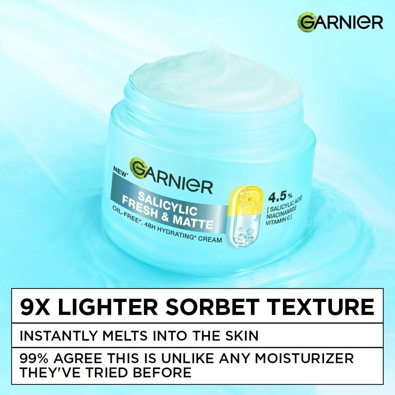 Image of GARNIER Fresh & Matte Salicylic Acid Sorbet Moisturizer For Hydrated & Oil-Free Skin