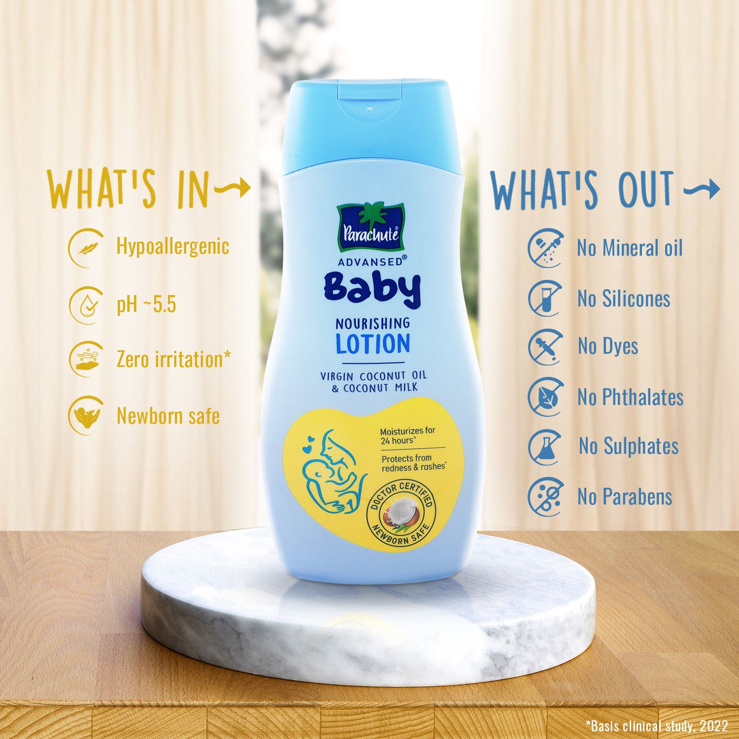 Image of Parachute Advansed Baby Lotion for New Born Babies | Virgin Coconut Oil & Milk | 410+200ml