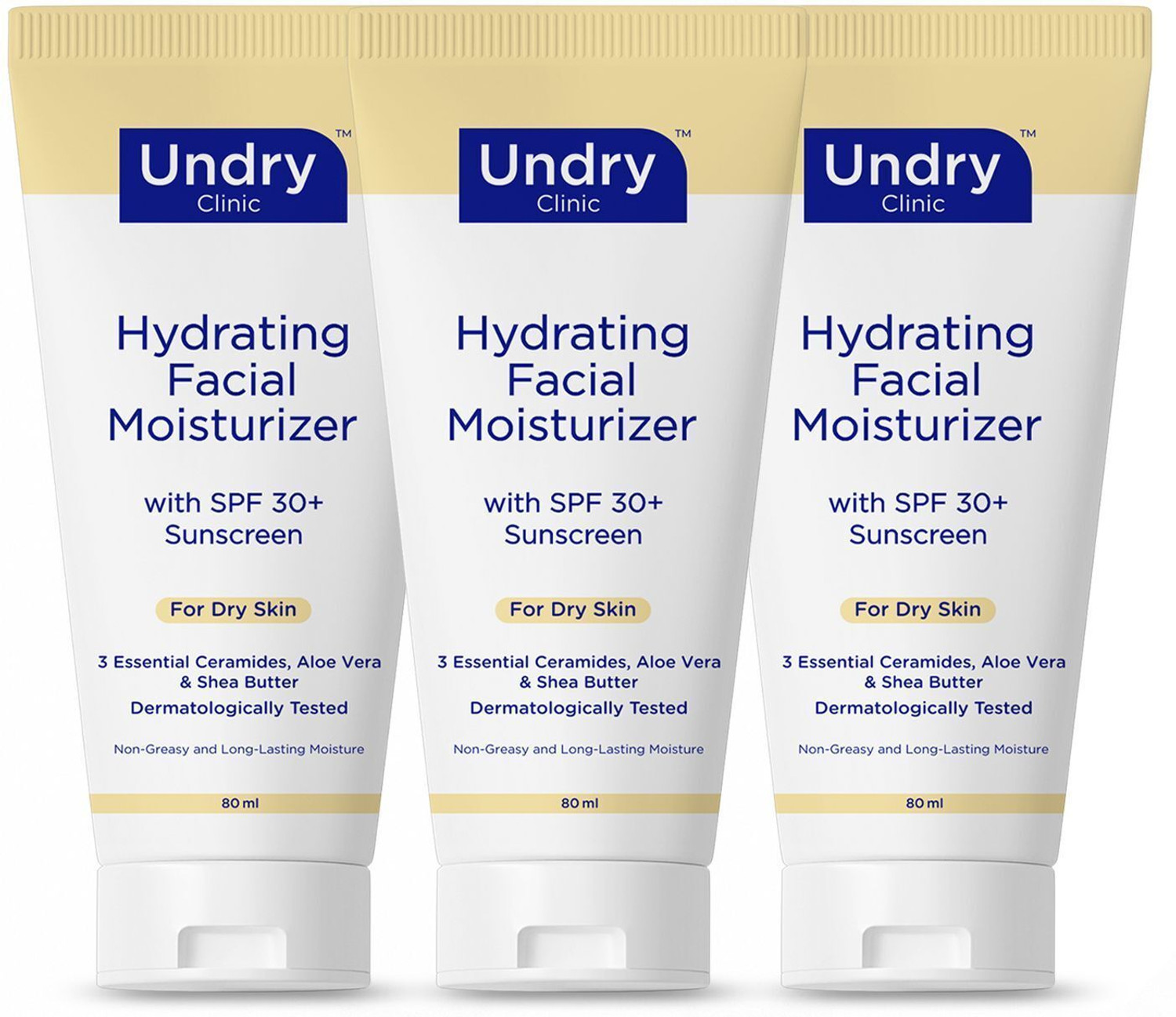 Image of Undry Face Moisturizer for Dry Skin with Sunscreen SPF30 Face Cream Pack of 3