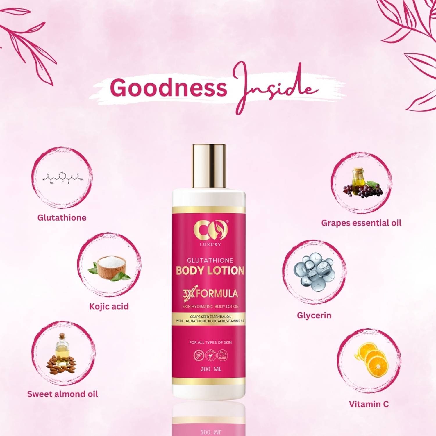 CO Luxury Glutathione Body Lotion with Kojic Acid | Skin Whitening