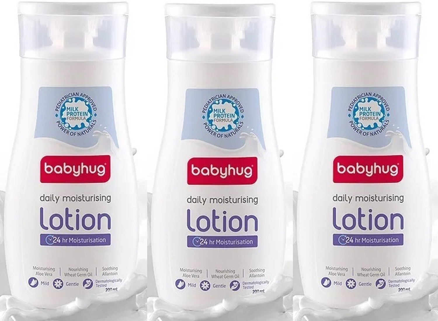 Image of babyhug Milk Protein Formula Daily Moisturising Baby Lotion - 200ml (Pack of 3)