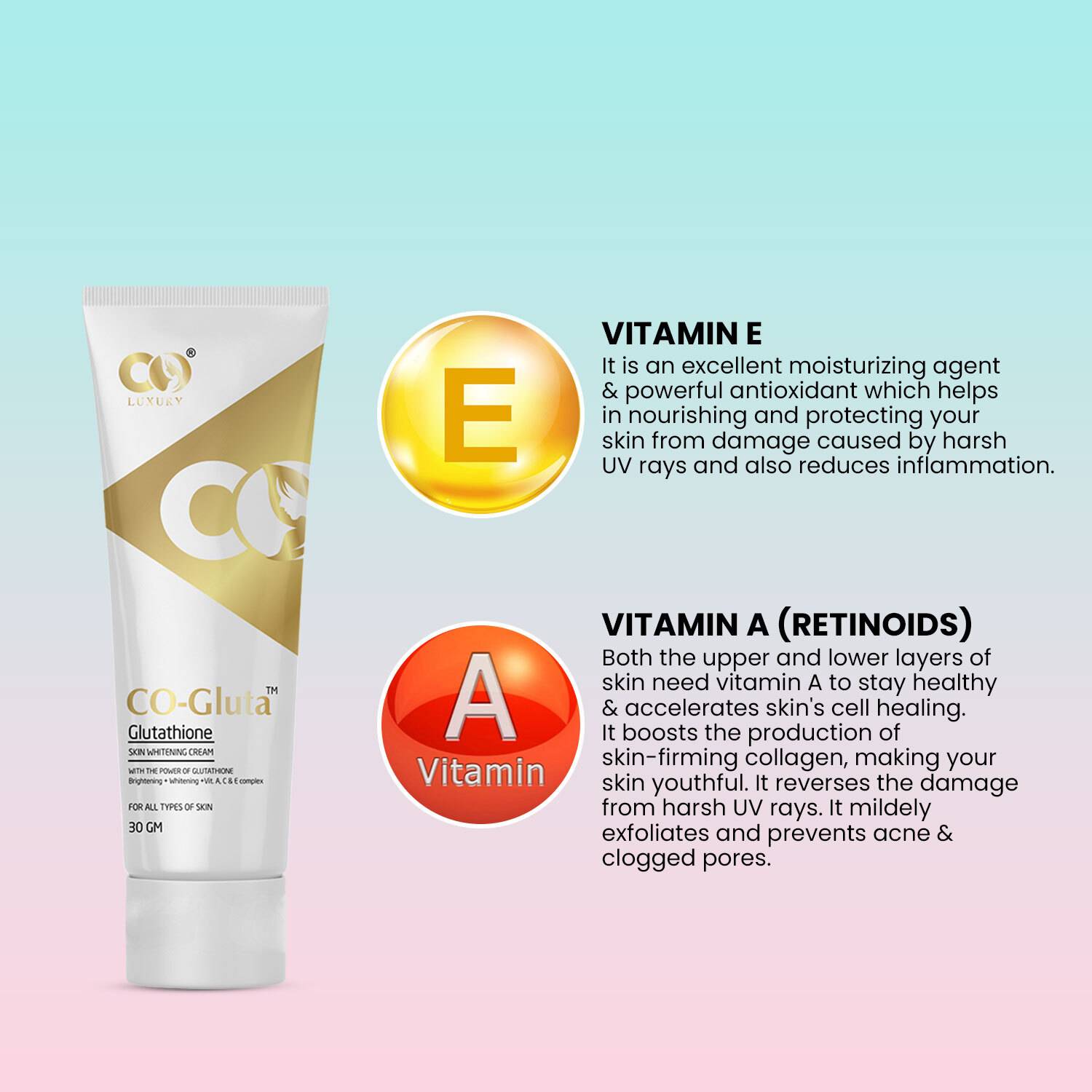 CO Luxury Glutathione Cream with Kojic Acid,Vitamin A,C & E | Skin  Whitening Cream - Price in India, Buy CO Luxury Glutathione Cream with  Kojic Acid,Vitamin A,C & E