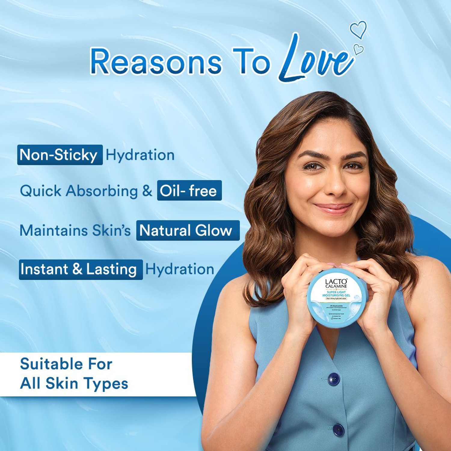 Image of Lacto Calamine Light Moisturising Gel | Non-sticky Hydrating Face & Body Gel Hyaluronic & Vit E
